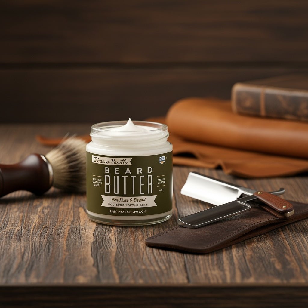 Tallow Man Tobacco Vanilla Beard + Body Butter | Men's Grooming | Grass-Fed Tallow | 9oz