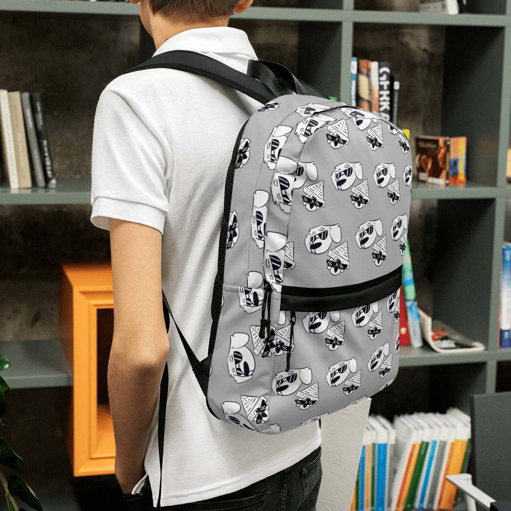 Main Street Collective Backpack: Cool Dogs Pattern Grey Backpack Schoolbag Travel Bag