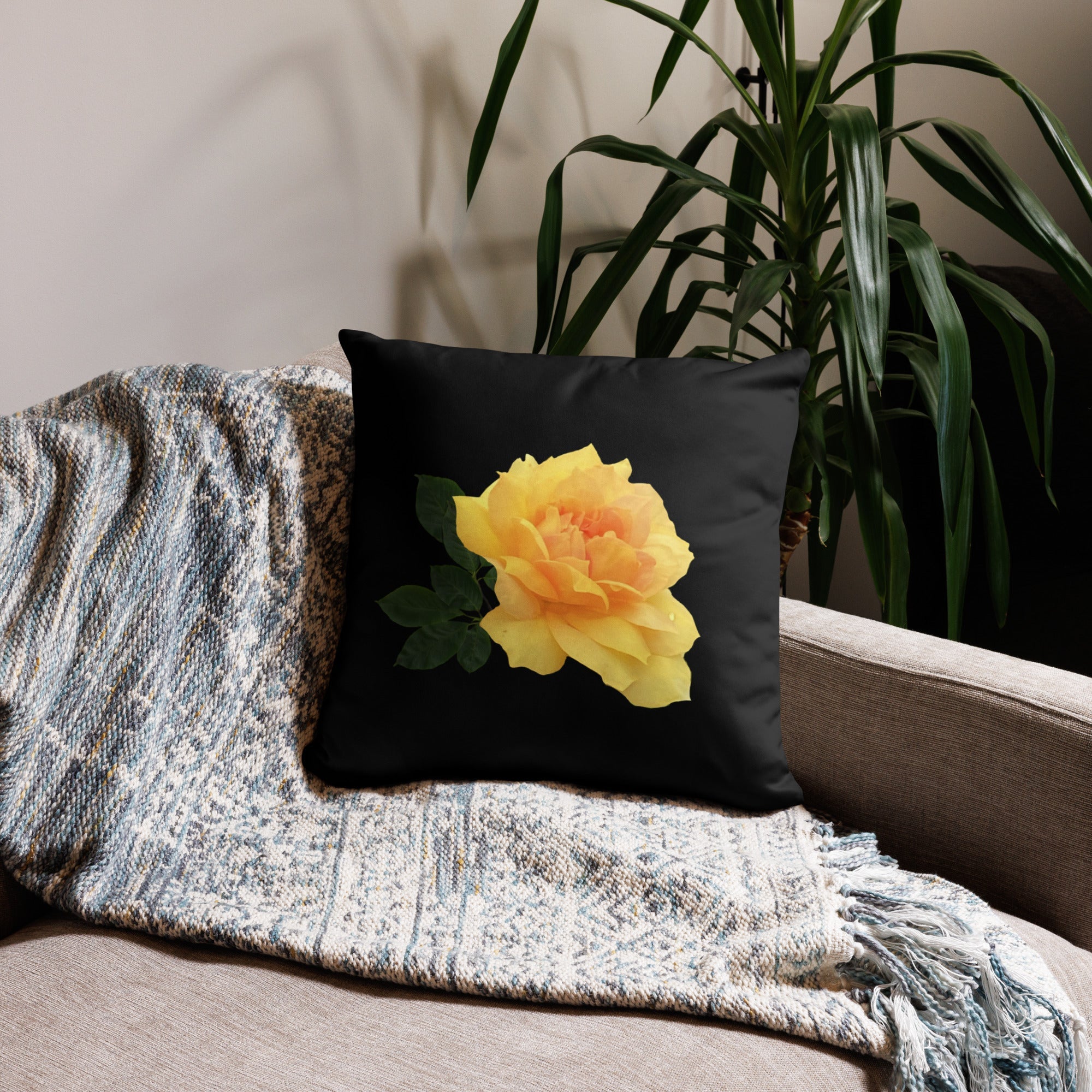 Yellow Flower Pillow on Couch | Decorative Pillow | Main Street Collective