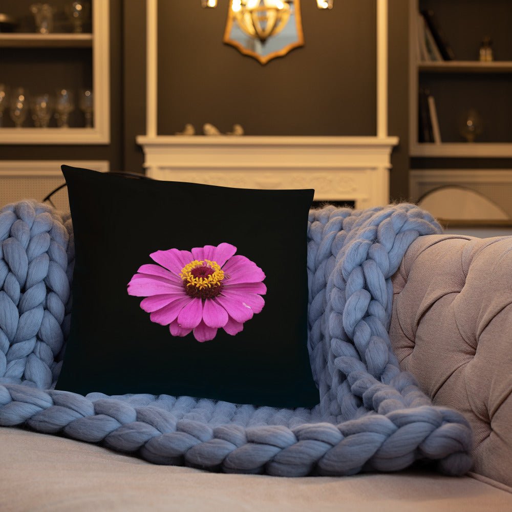 Purple Flower Pillow: Soft decorative pillow with a vibrant purple flower design, perfect for adding color to your home decor.