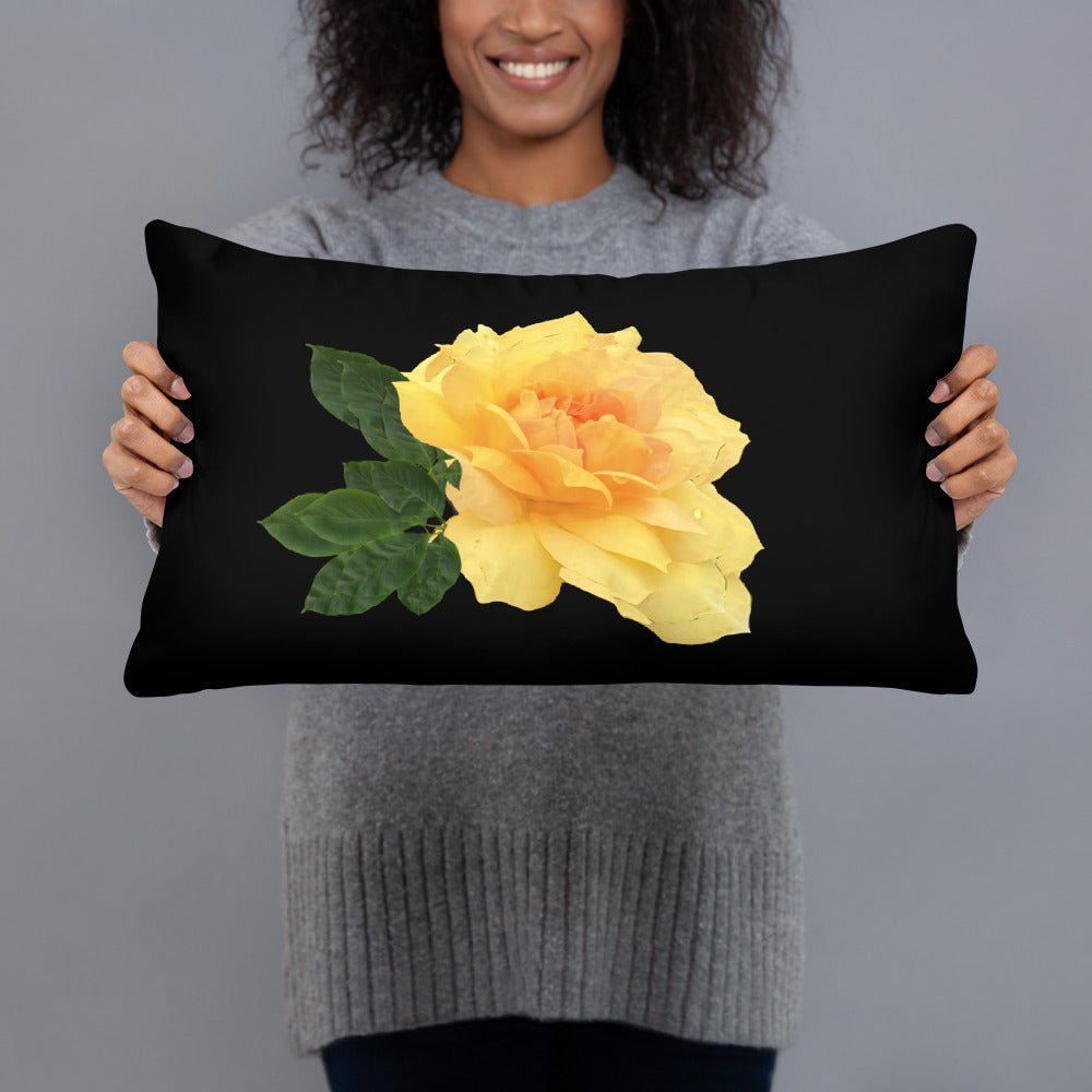 Yellow Flower Pillow held by a woman | Decorative Throw Pillow | Main Street Collective