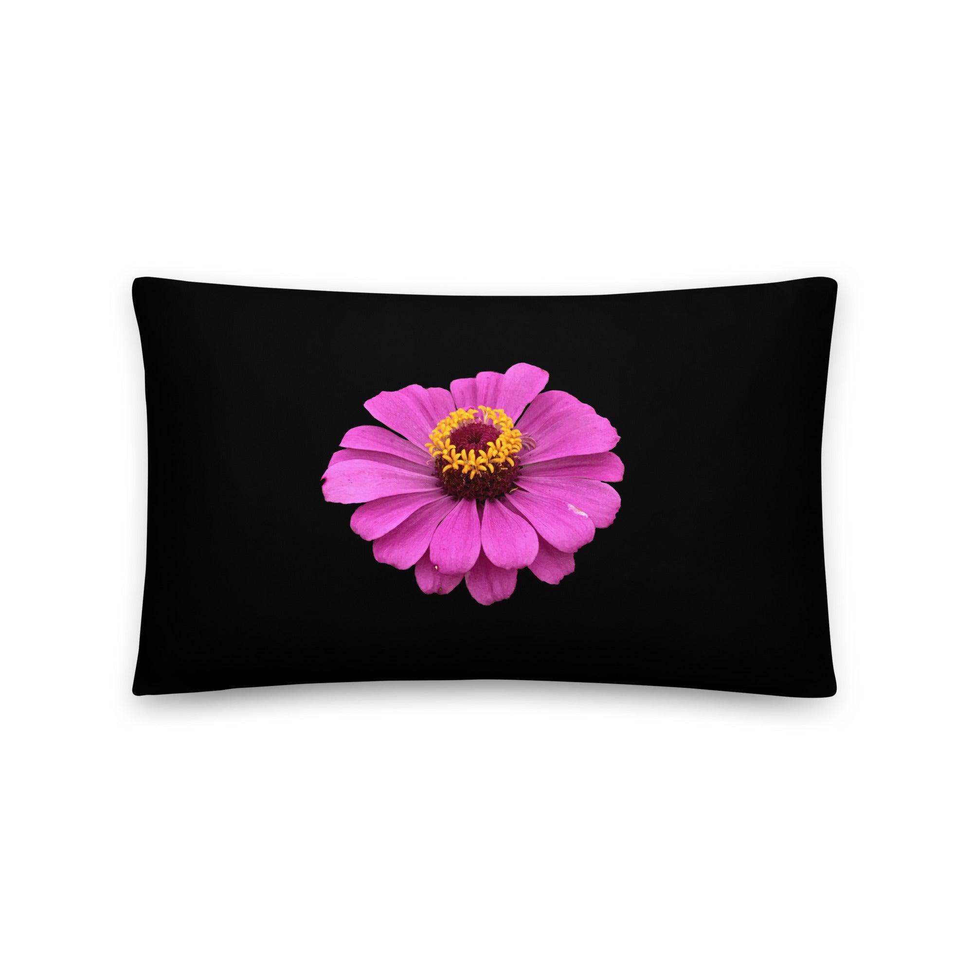 Purple Flower Pillow - Decorative Throw Pillow with Floral Design on Black Background