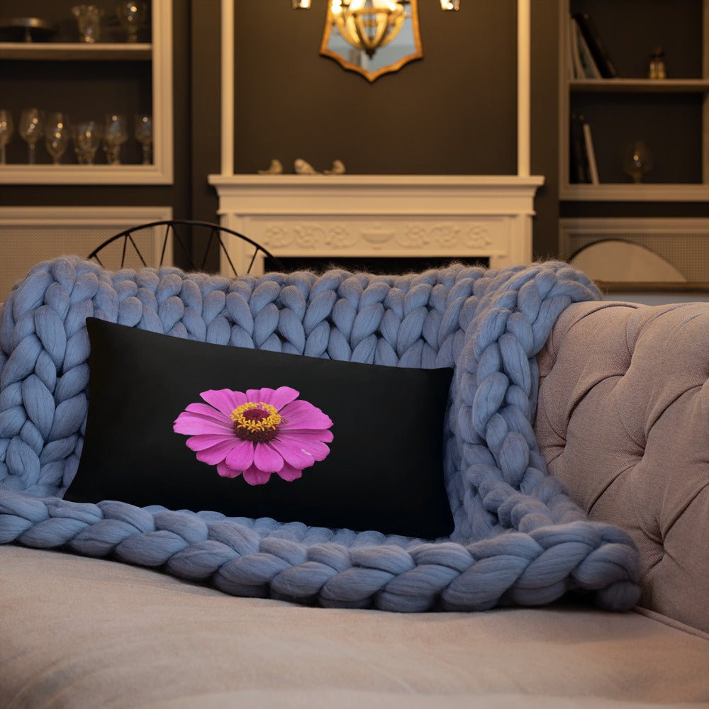 Purple Flower Lumbar Pillow: Elegant Black Decorative Pillow by Main Street Collective for Home Decor