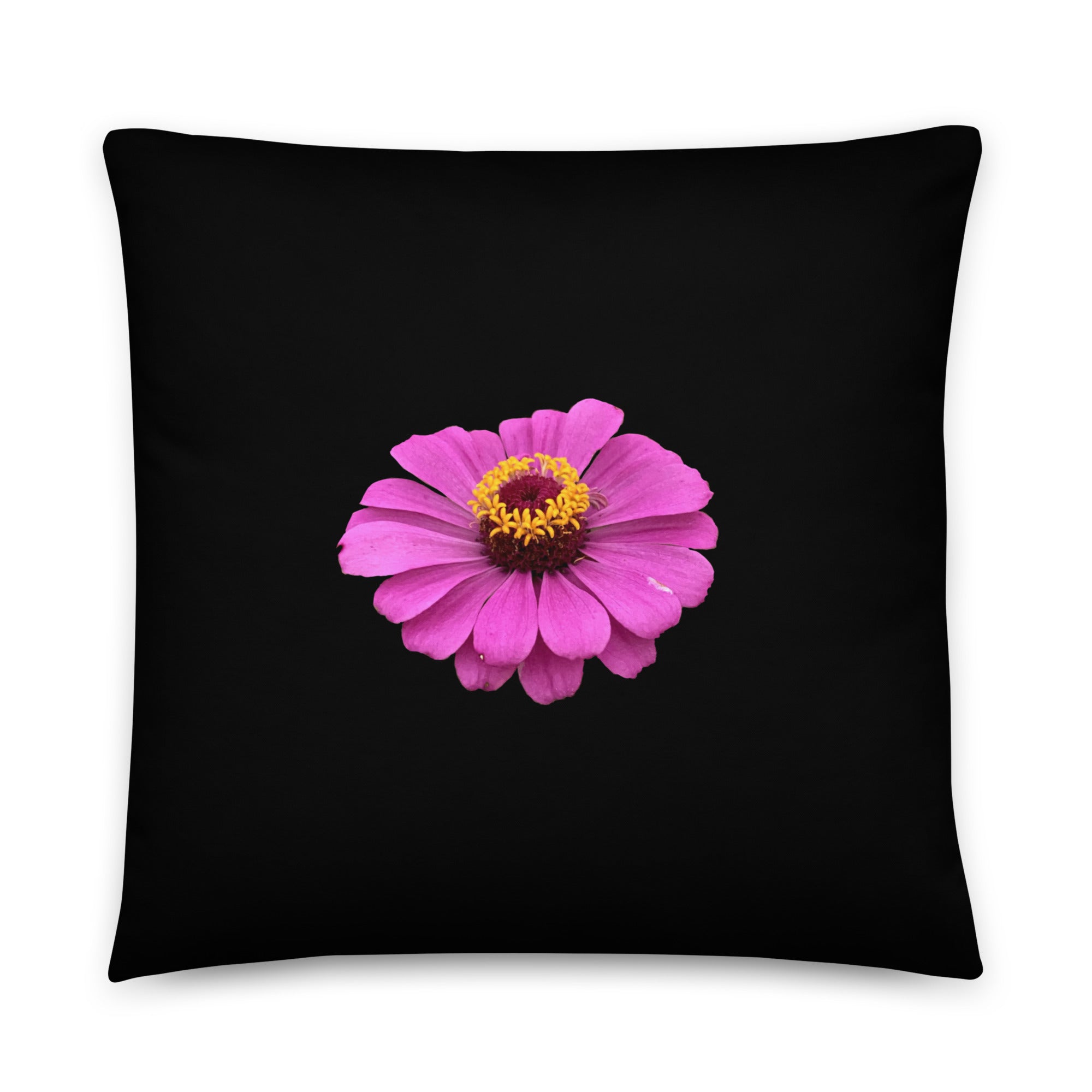 Black Flower Pillow - Main Street Collective: Pink Zinnia on Black Decorative Pillow - Shop Home Decor Online