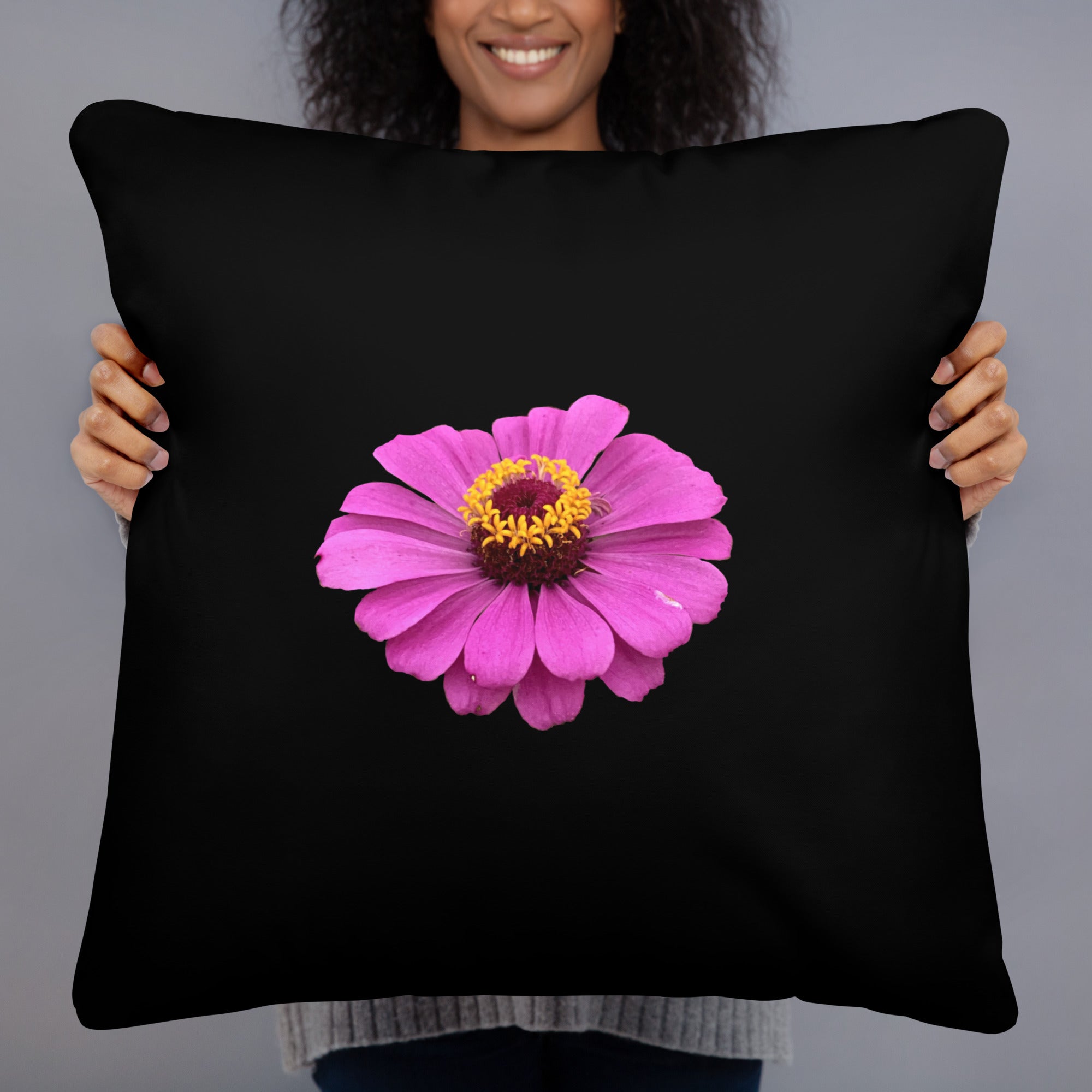 Floral Pillow: Purple Zinnia Flower Throw Pillow by Main Street Collective. Home Decor Accent.