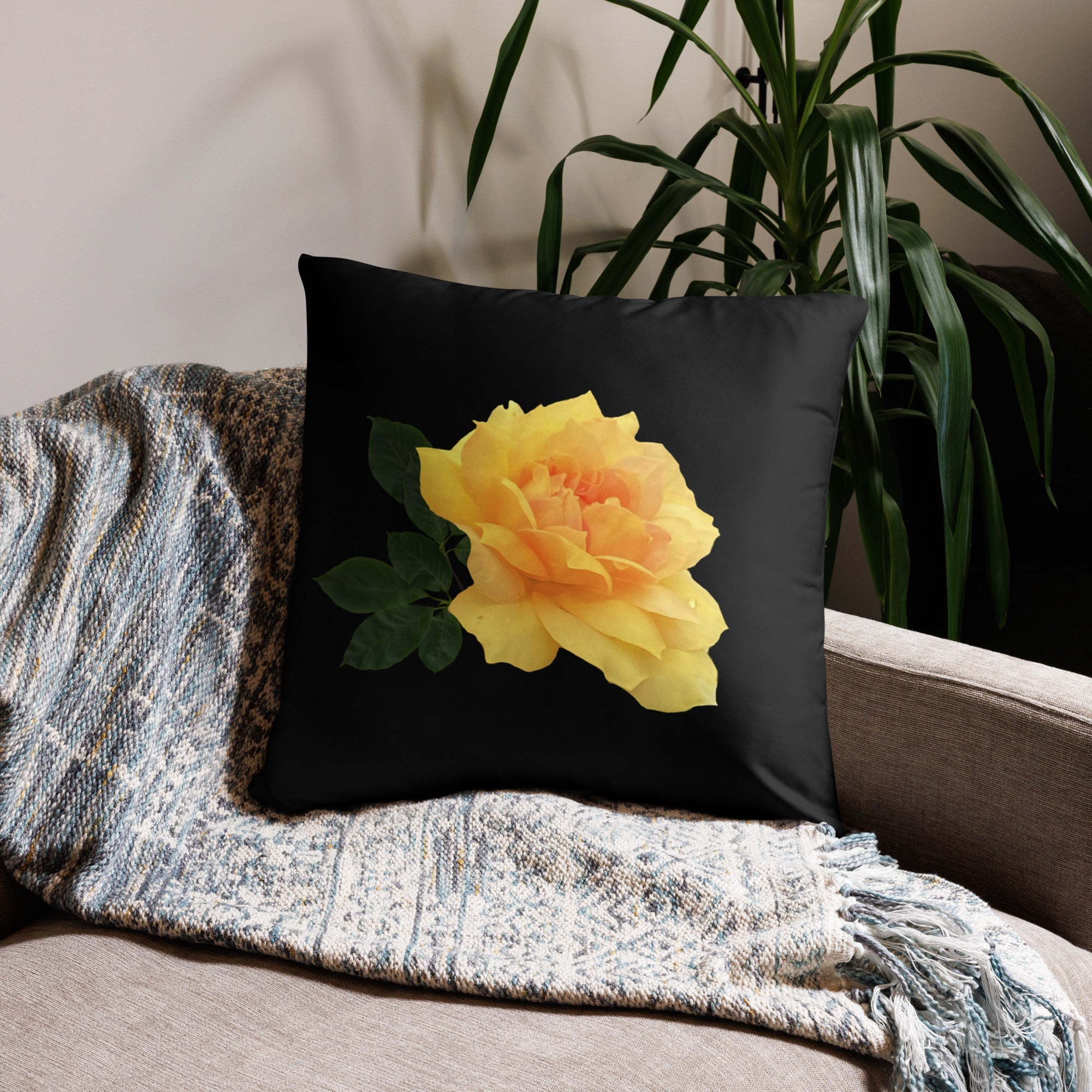 Yellow Flower Pillow: Soft floral throw pillow for home decor.