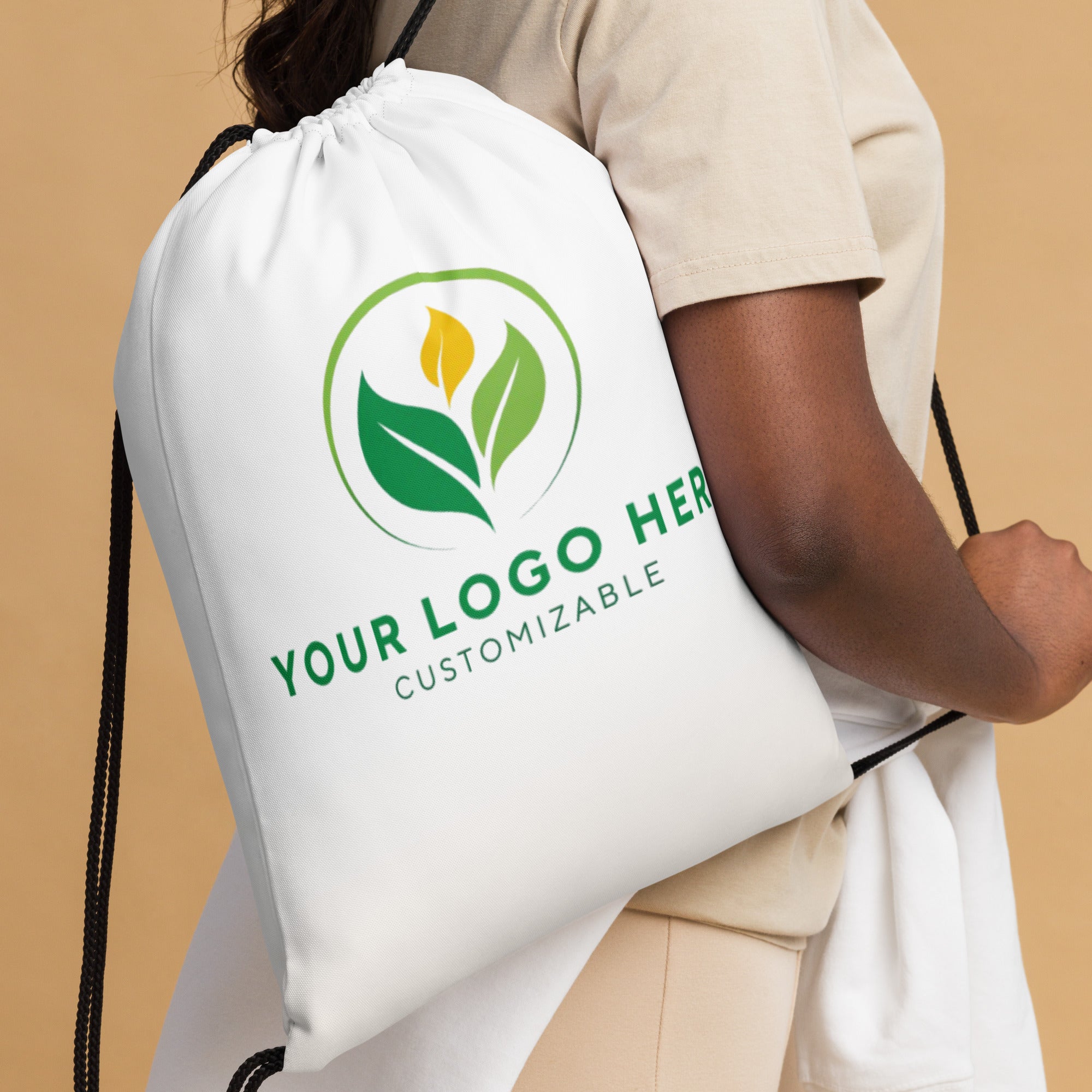 Custom Drawstring Bag: Add Your Logo! Branded promotional bag for events, gifts, and giveaways.
