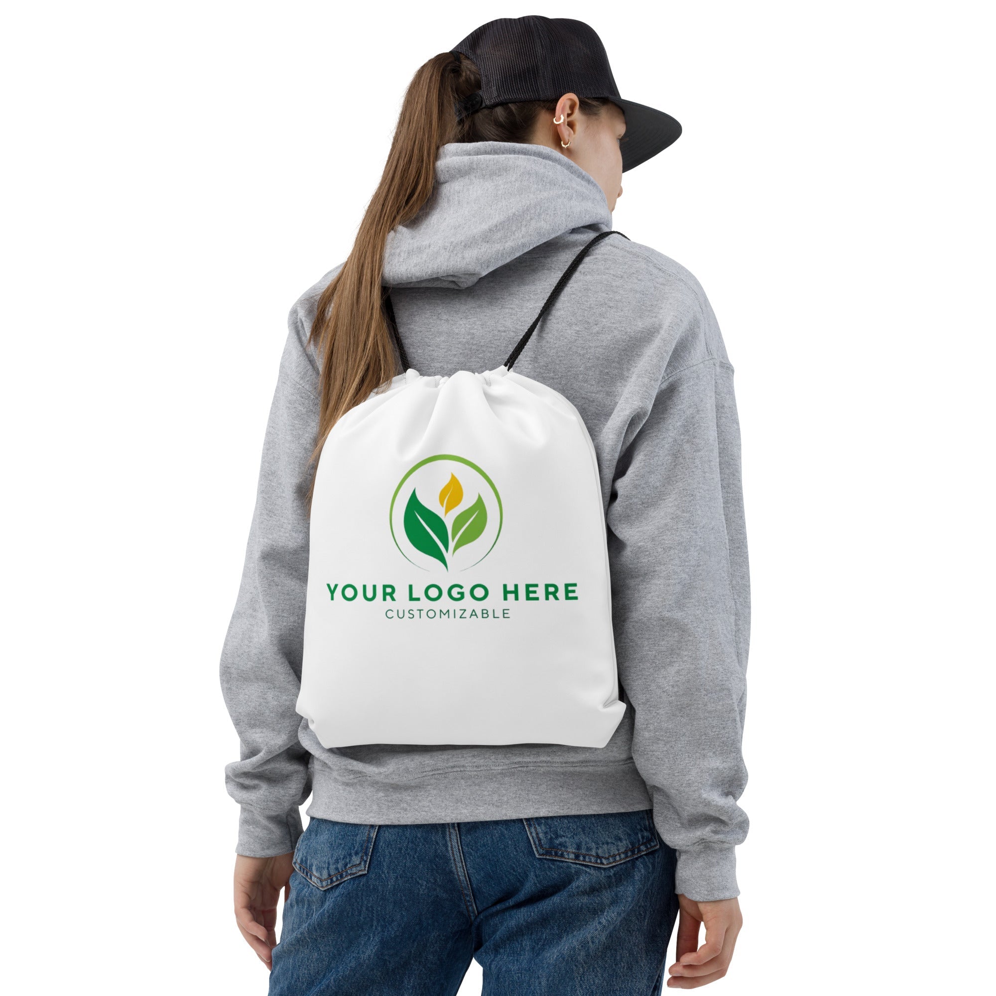 Custom Drawstring Bag with Logo - Polyester Promotional Sackpack for Corporate Gifts & Events