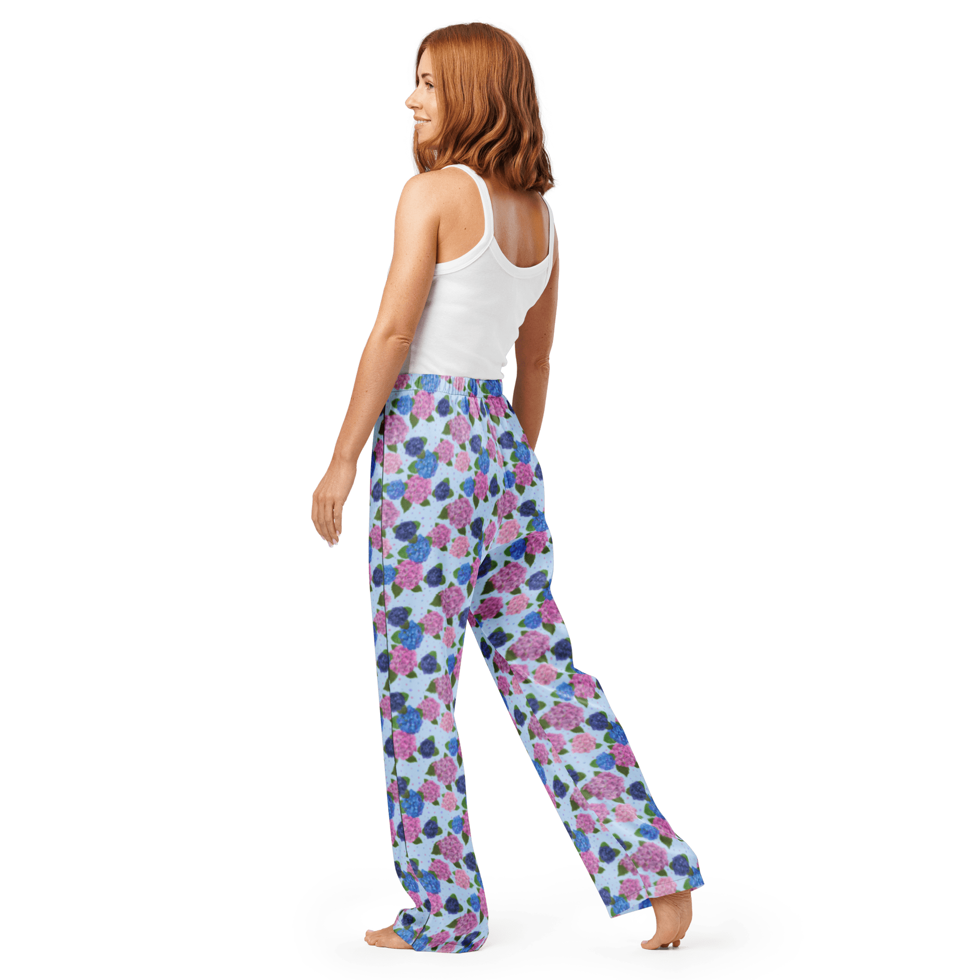 Hydrangea Pajama Pants: Women's Watercolor Floral Loungewear from Main Street Collective