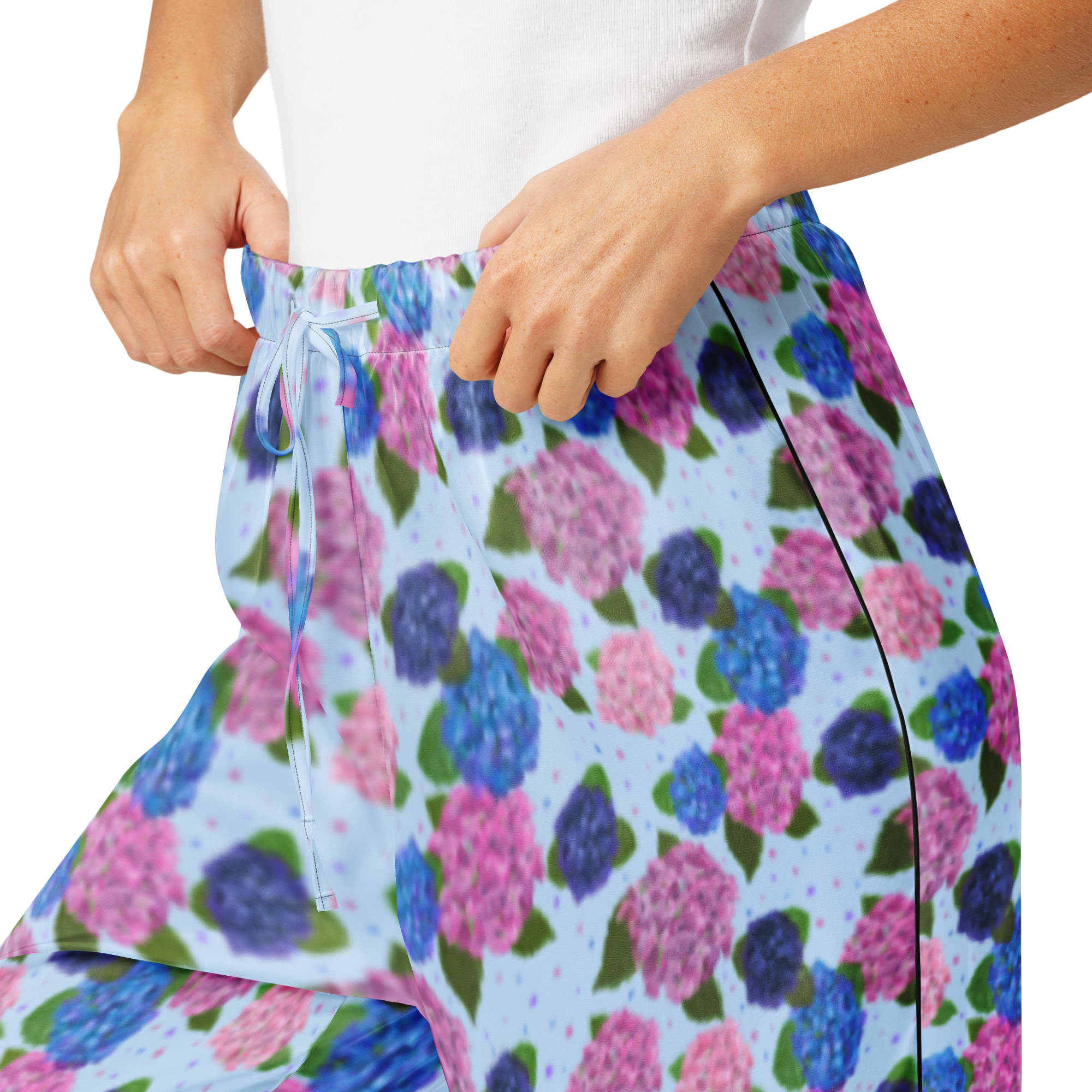 Hydrangea Pajama Pants - Floral Watercolor Loungewear by Main Street Collective