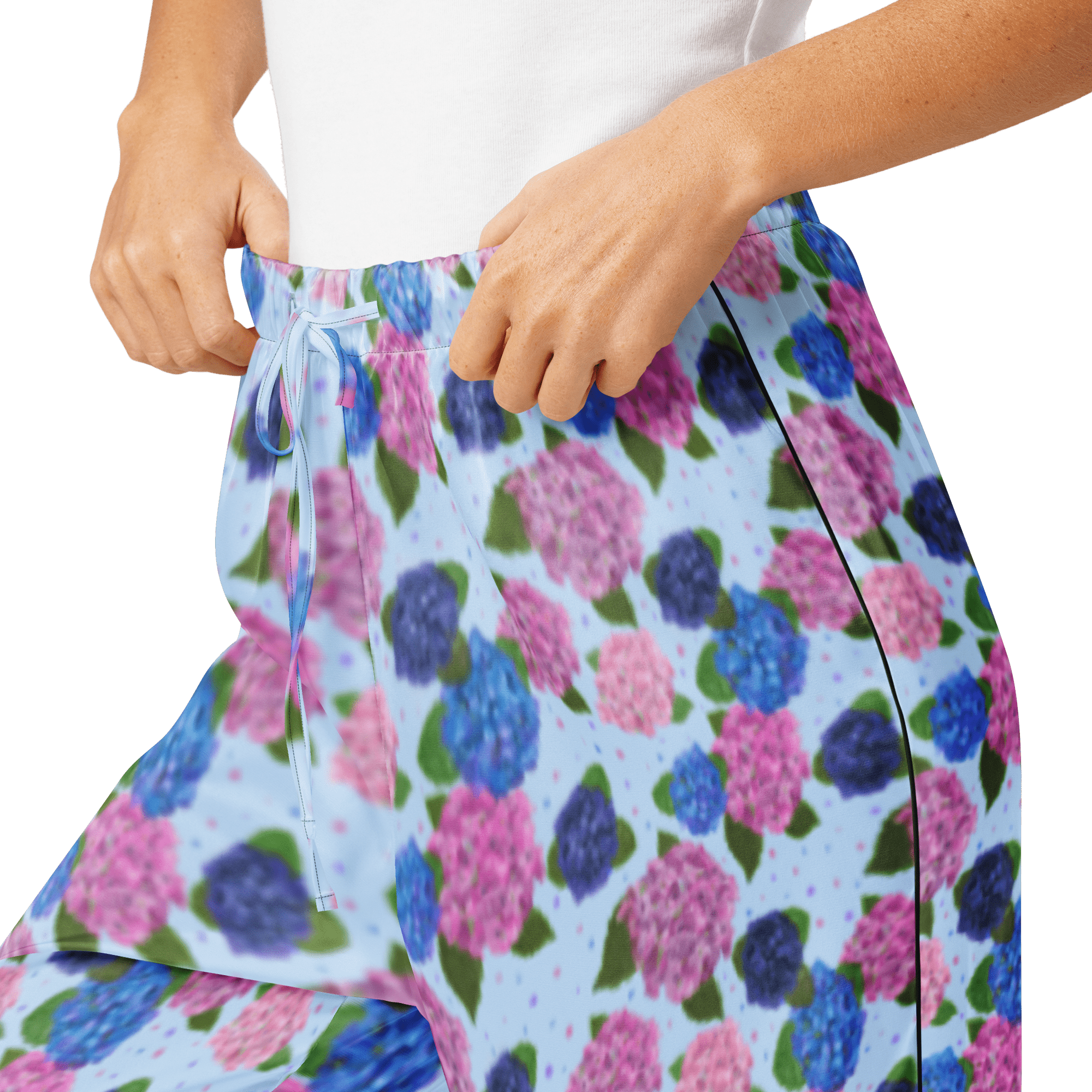Hydrangea Pajama Pants: Floral Loungewear by Main Street Collective. Comfortable, Stylish, and Relaxing Sleepwear for Women.