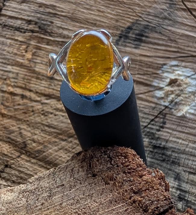 Amber Ring Sterling Silver Handmade Mississippi Jewelry