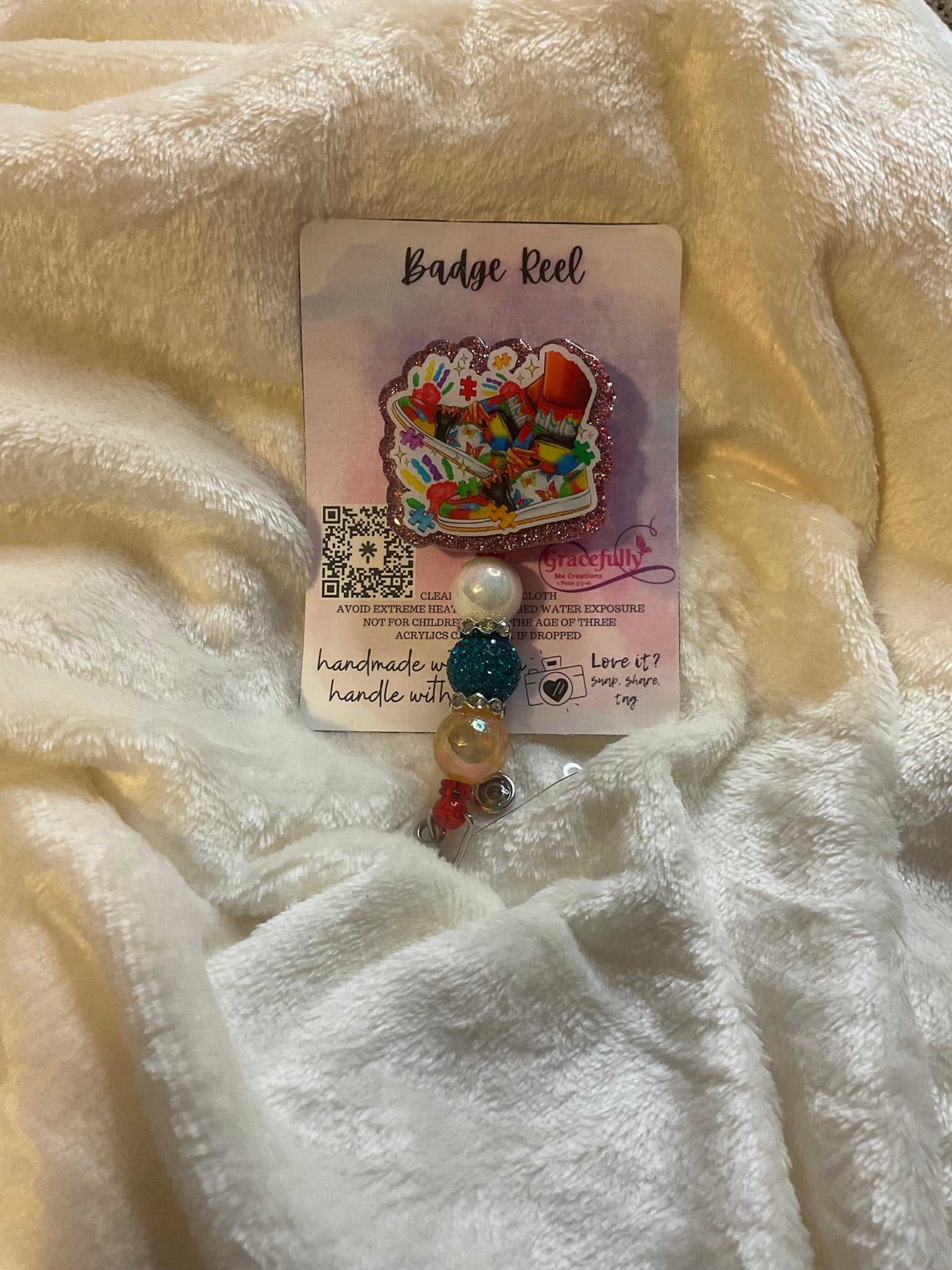 Autism Awareness Badge Reel Handmade Gracefully Me Creations Main Street Collective