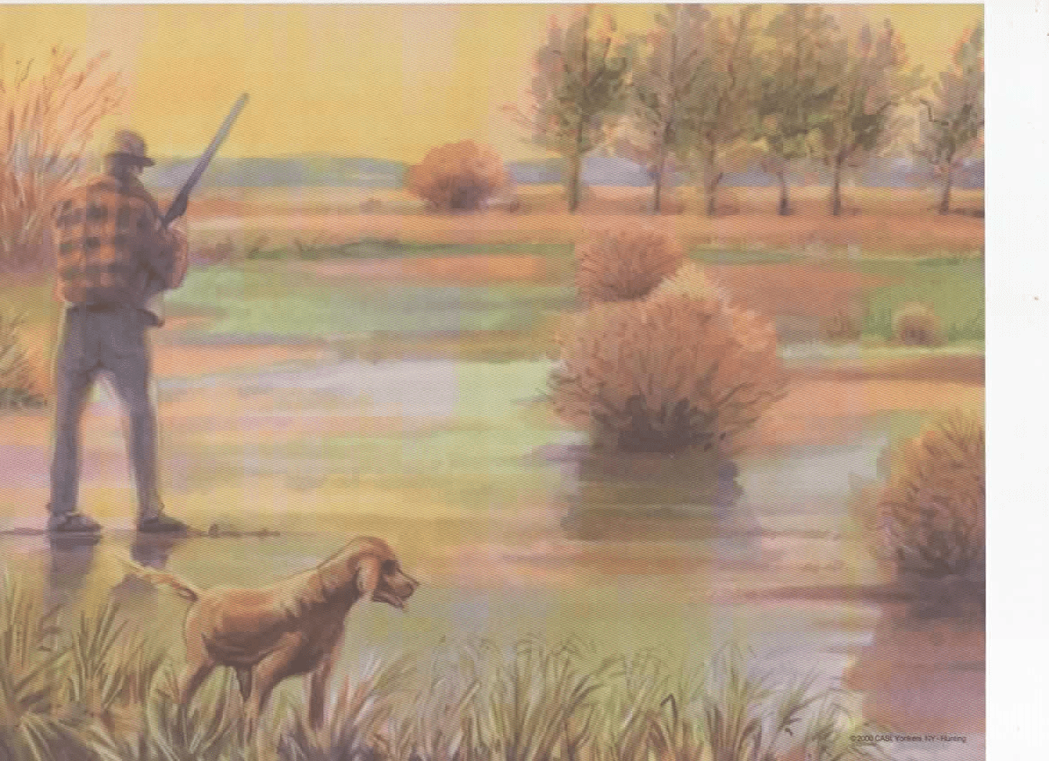 Hunter and Dog in Marsh: Vintage Hunting Scene
