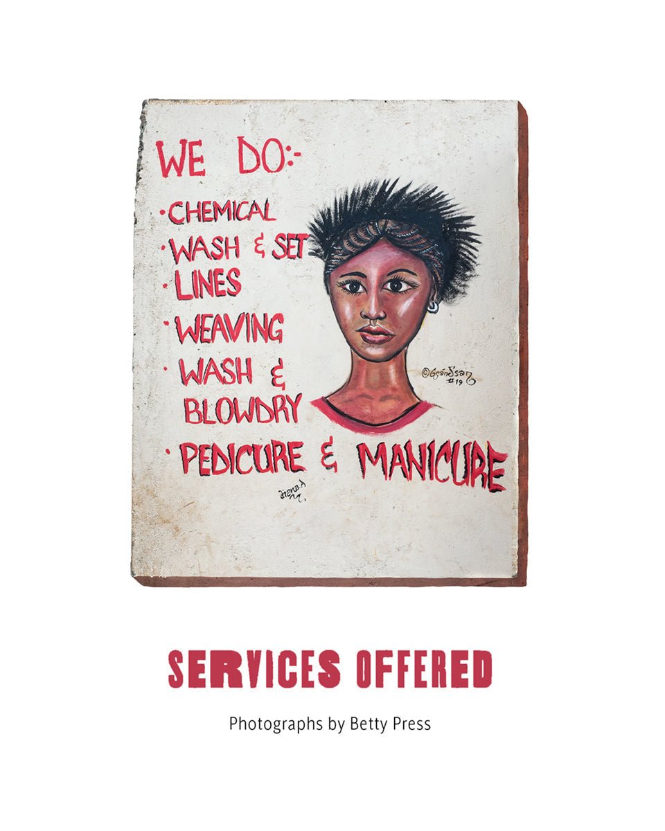 Handmade Folk Art Hair Salon Services Sign Painting by Betty Press - "We Do:"