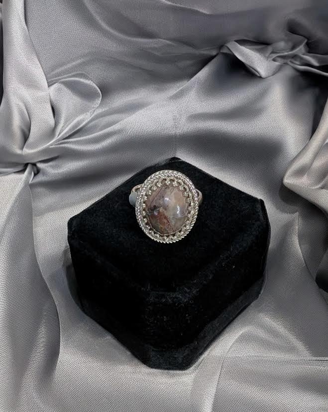 Butterfly Jasper Ring, Handmade Sterling Silver Size 9, Main Street Collective L.L.C