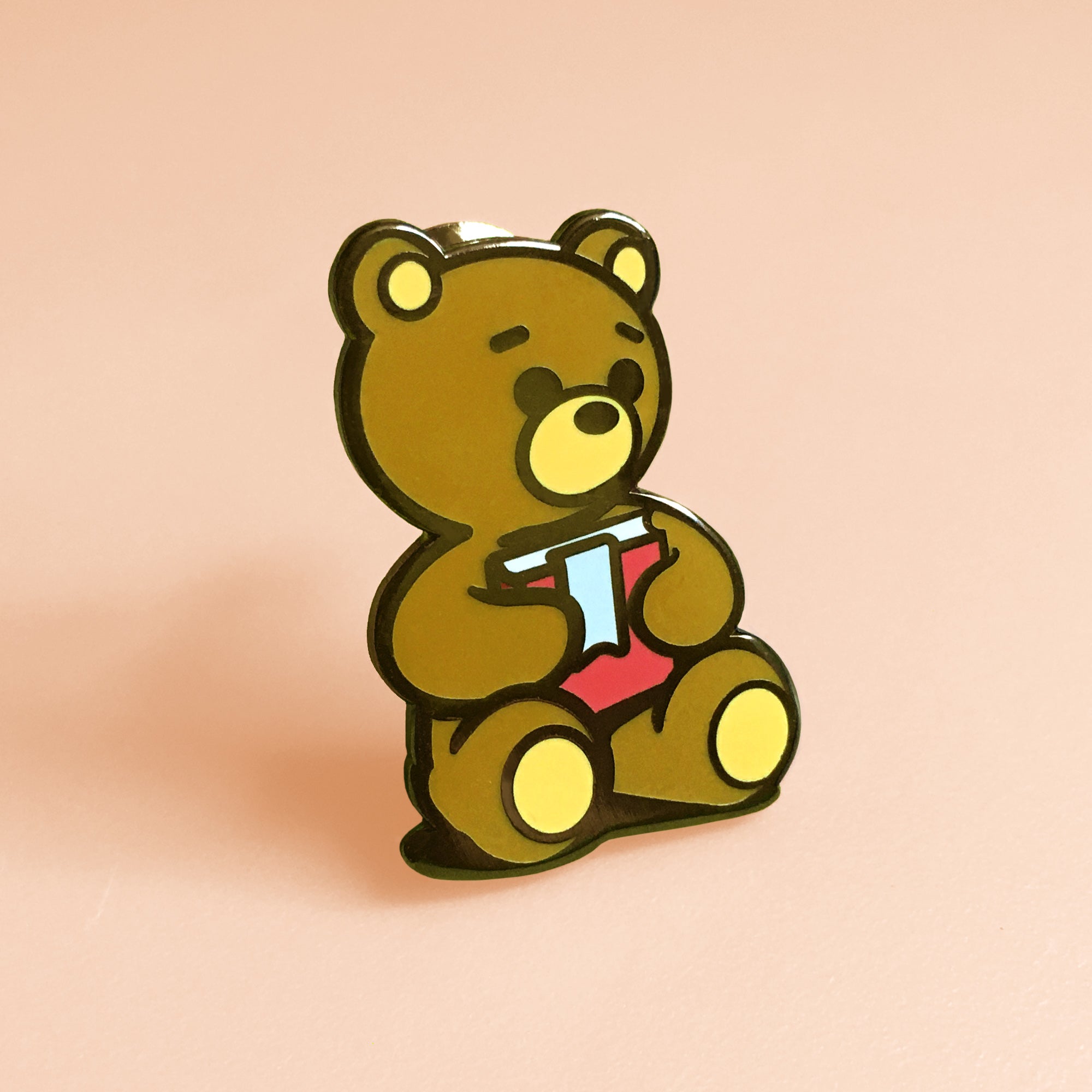 Reading Bear Enamel Pin: Cute book lover pin for readers & kids at heart by Main Street Collective.