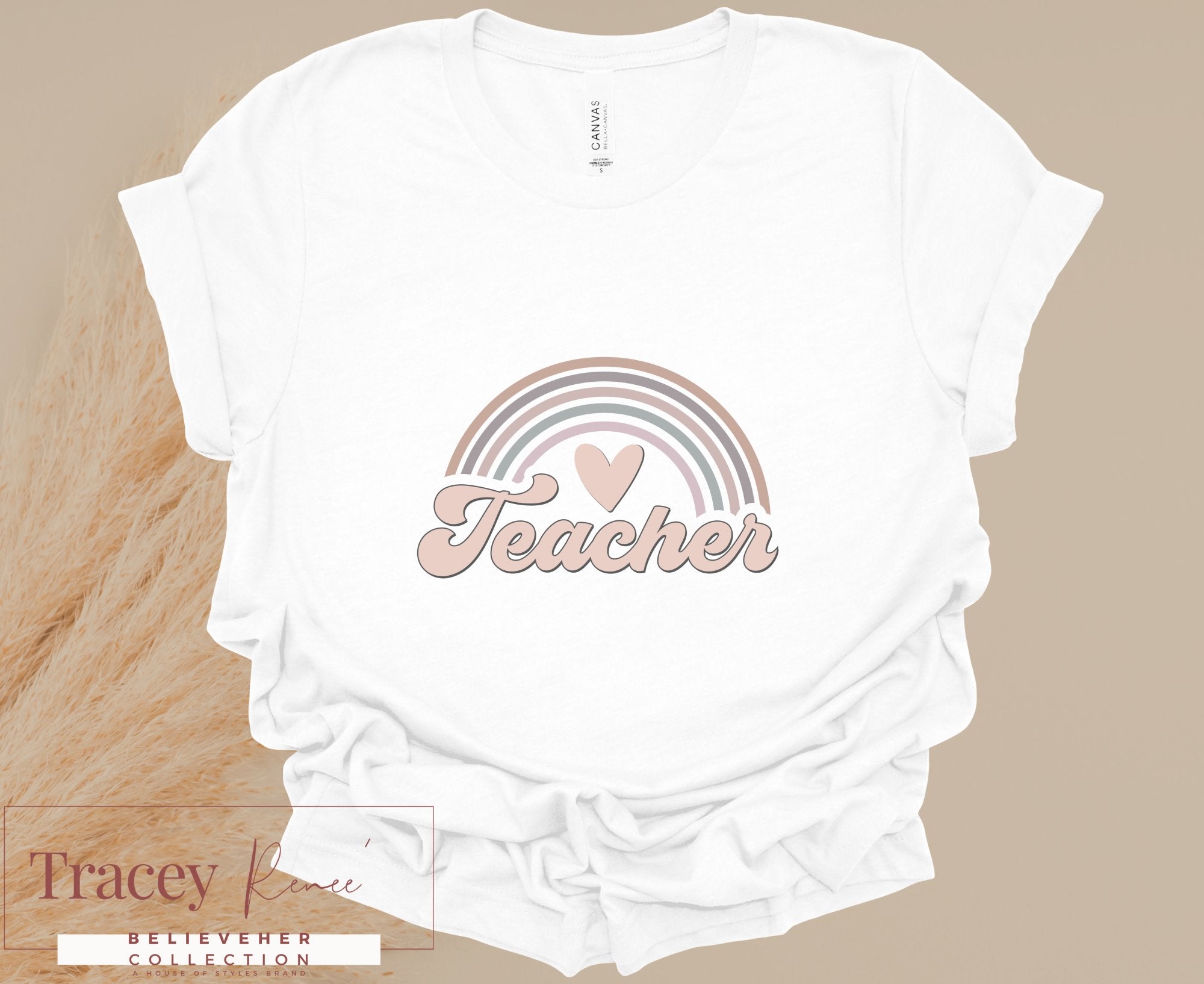 Teacher T-Shirt Rainbow Boho Style | Main Street Collective