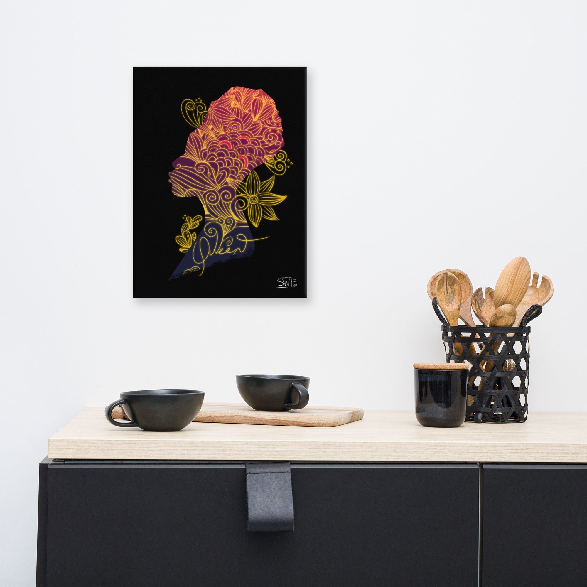 Queen Canvas Print: Artistic wall art with fade-resistant inks, solid wood frame. 12x16 or 18x24 inch sizes. Main Street Collective.