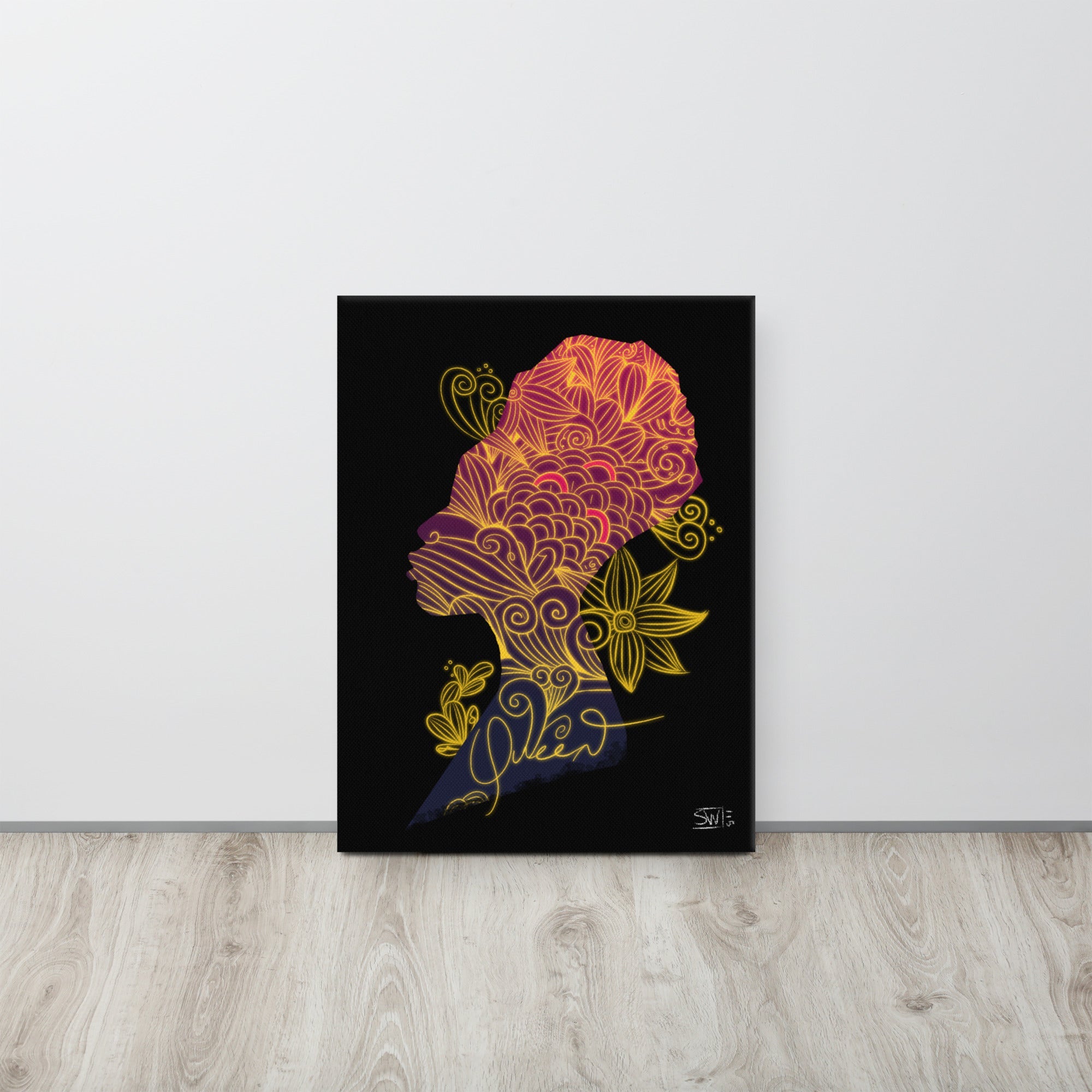 Queen Canvas Print: Black Woman Art, Floral Design, Stylish Wall Decor for Home, Main Street Collective