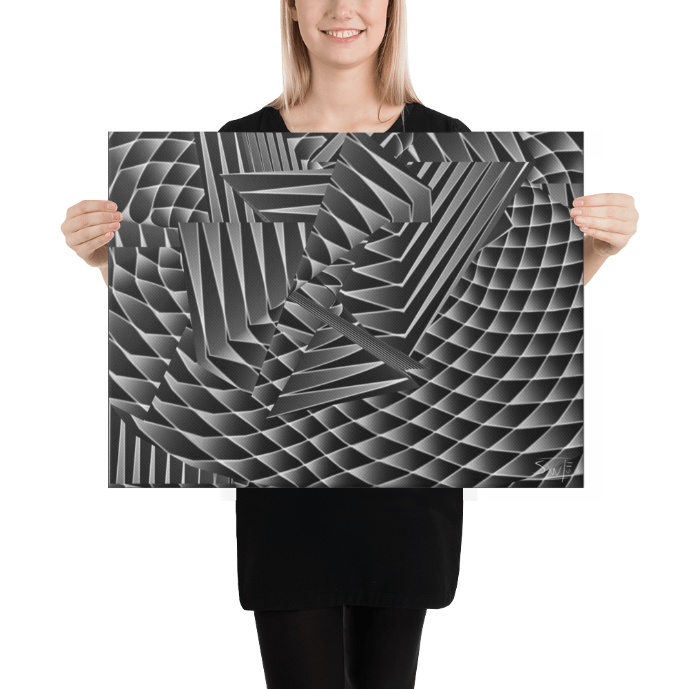 Grayscale Abstract Canvas Print: Modern geometric art for wall decor, by Main Street Collective. High quality canvas art.
