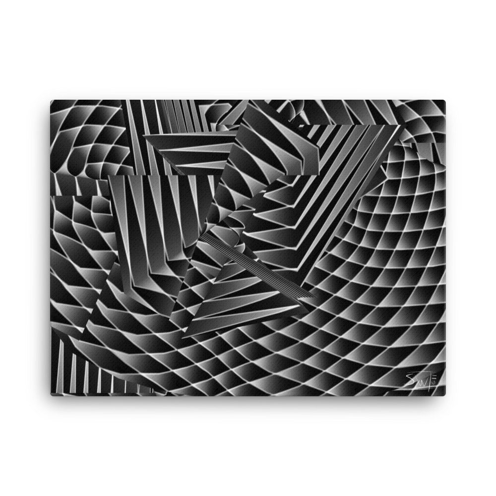 Abstract Grayscale Canvas Print: Geometric Design, Modern Art, Black and White Wall Decor