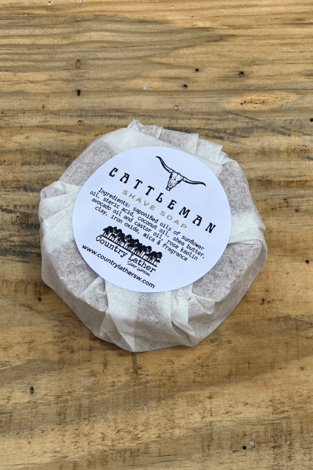 Country Lather Cattleman Shave Soap: Handmade, Rugged Scent, Eco-Friendly Packaging.  Men's Grooming Essentials