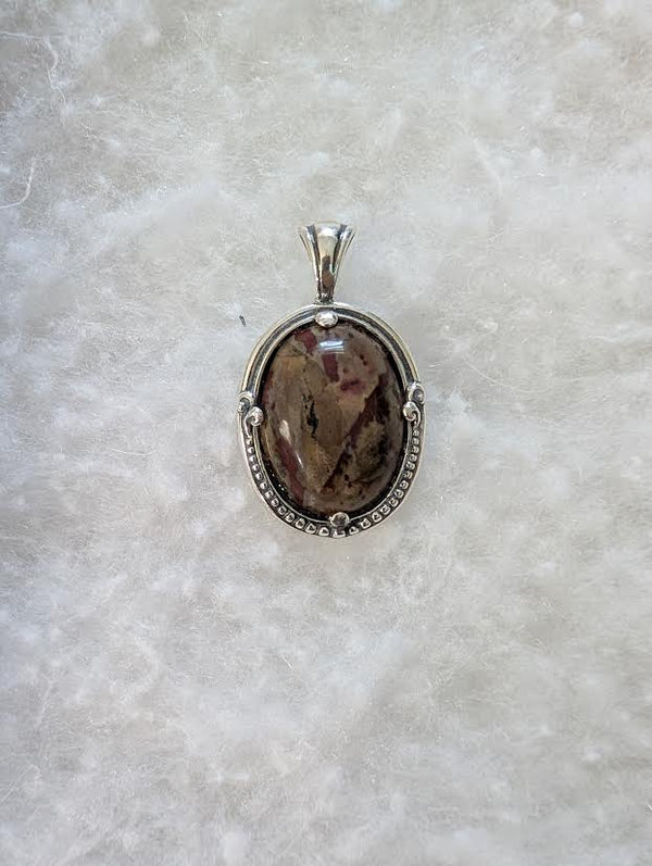 Cherry Creek Jasper Pendant, Sterling Silver Oval Gemstone Pendant, Earthy Jewelry, Unique Gift