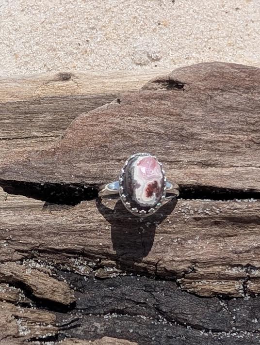 Crazy Lace Agate Statement Ring. Sterling Silver Handmade Jewelry.