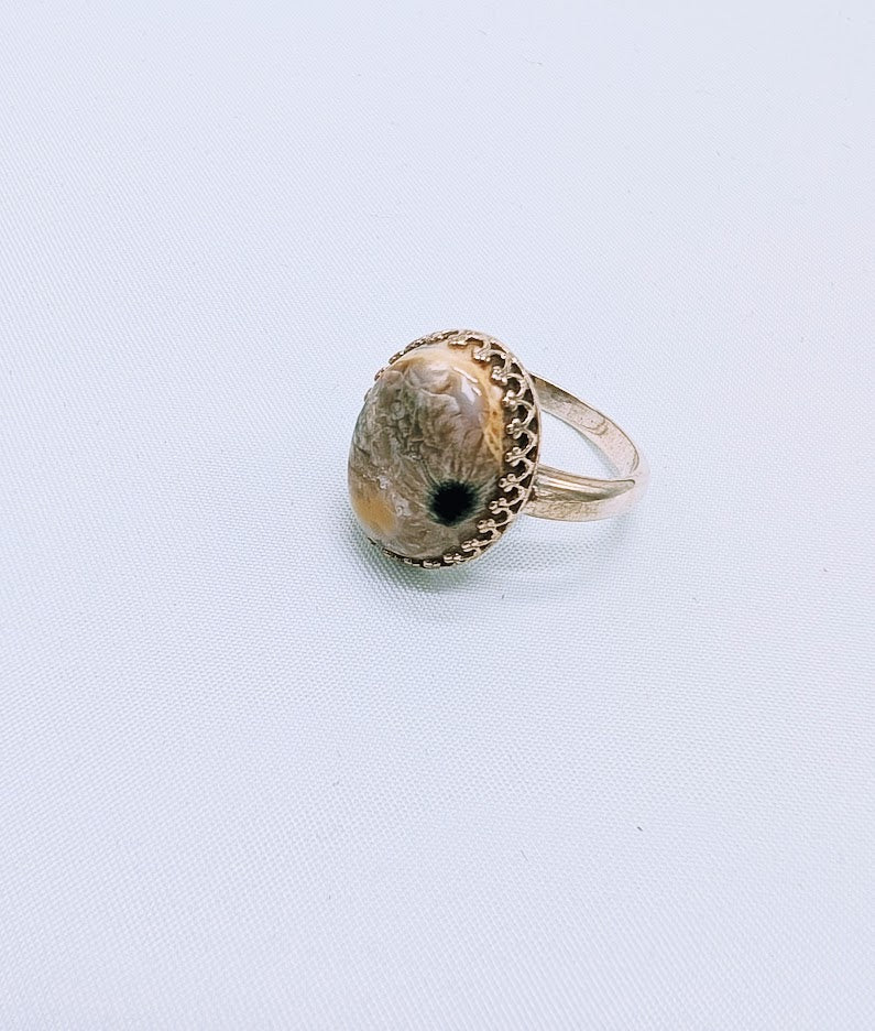 Ocean Jasper Ring - Sterling Silver Bezel - Size 8. Unique Gemstone Ring for sale