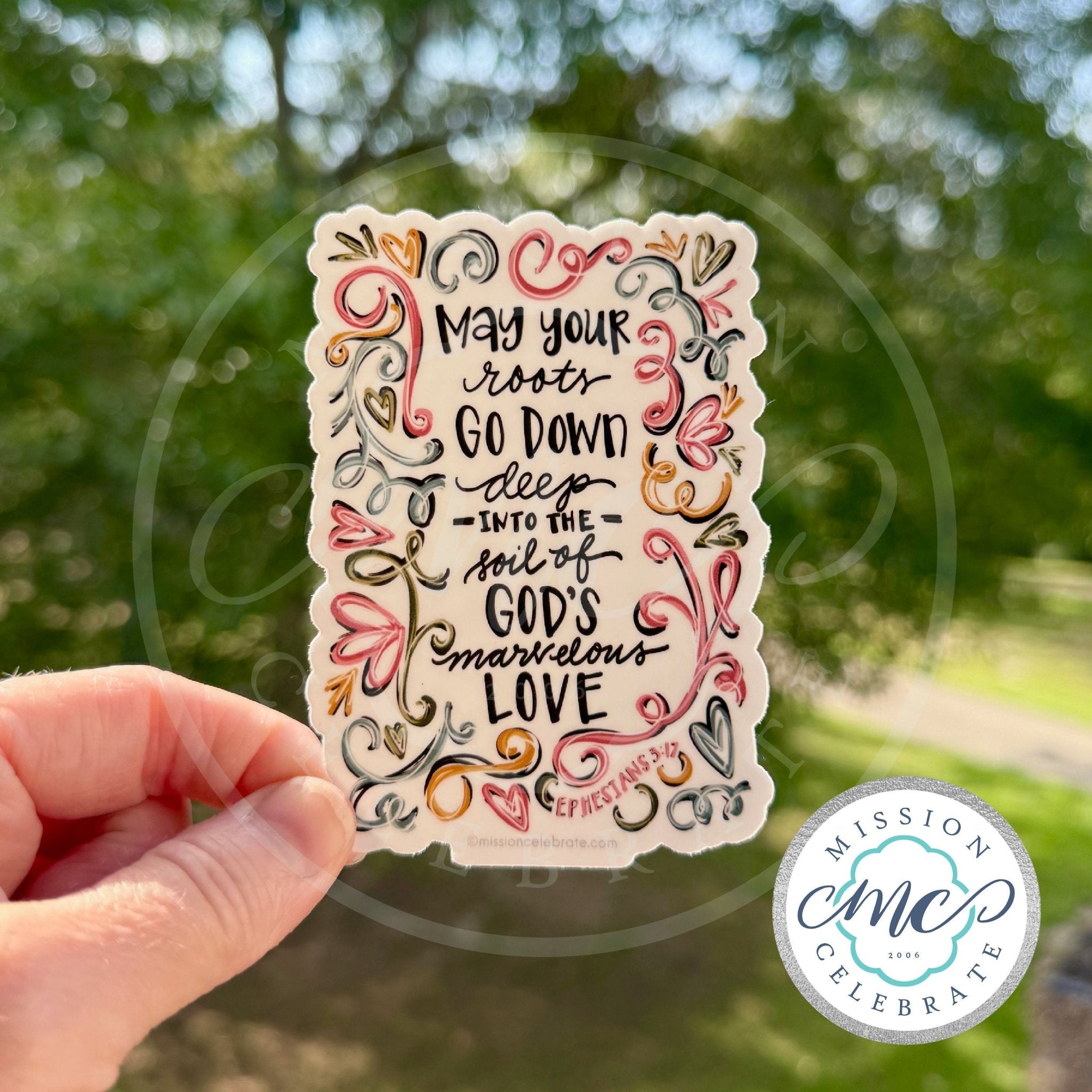 May Your Roots Go Down Deep Art Decal - Ephesians 3:17 Christian Die-cut Sticker - Main Street Collective