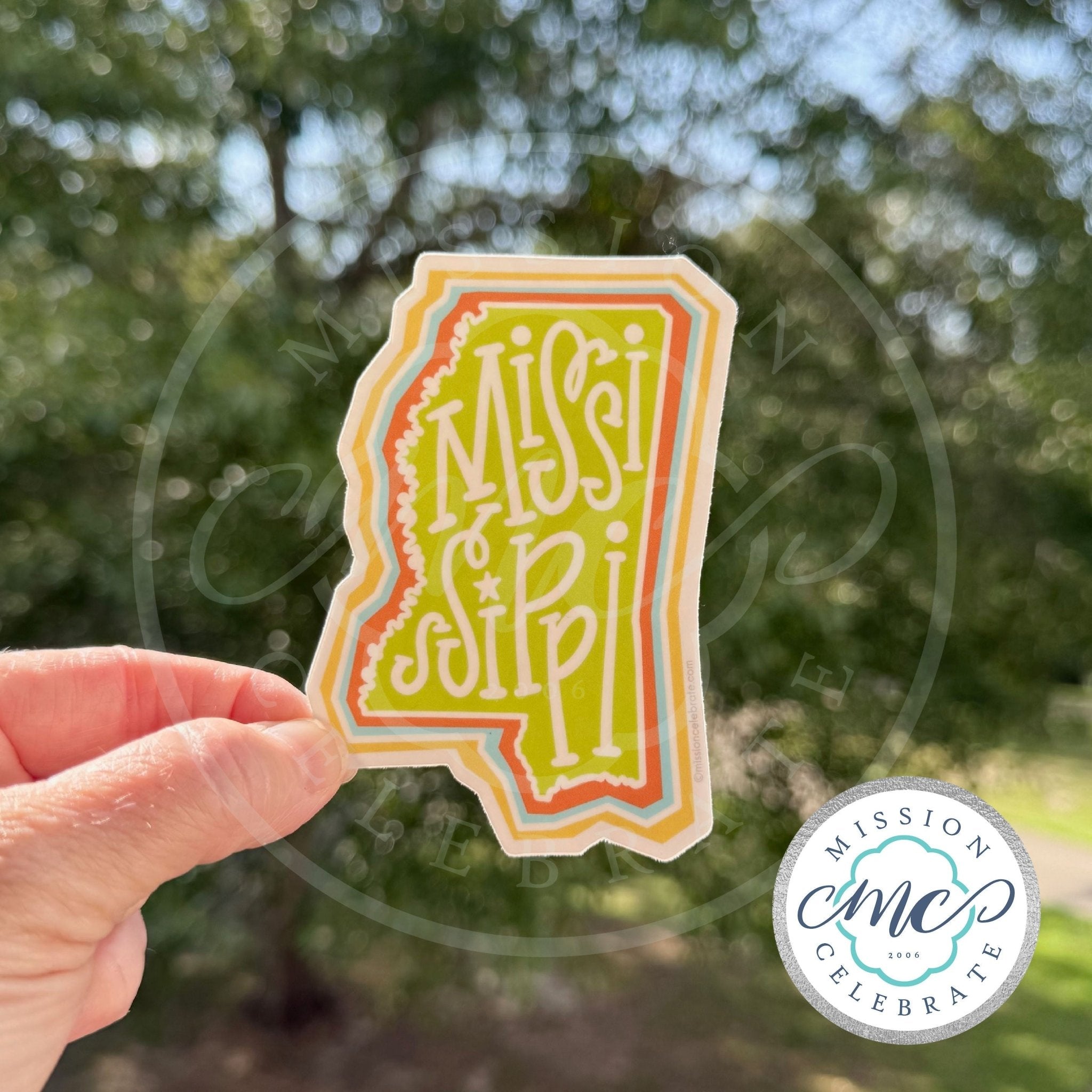 Mississippi Bouncy Letters Handlettered Art (multicolor) Decal (Interior / Exterior Use)