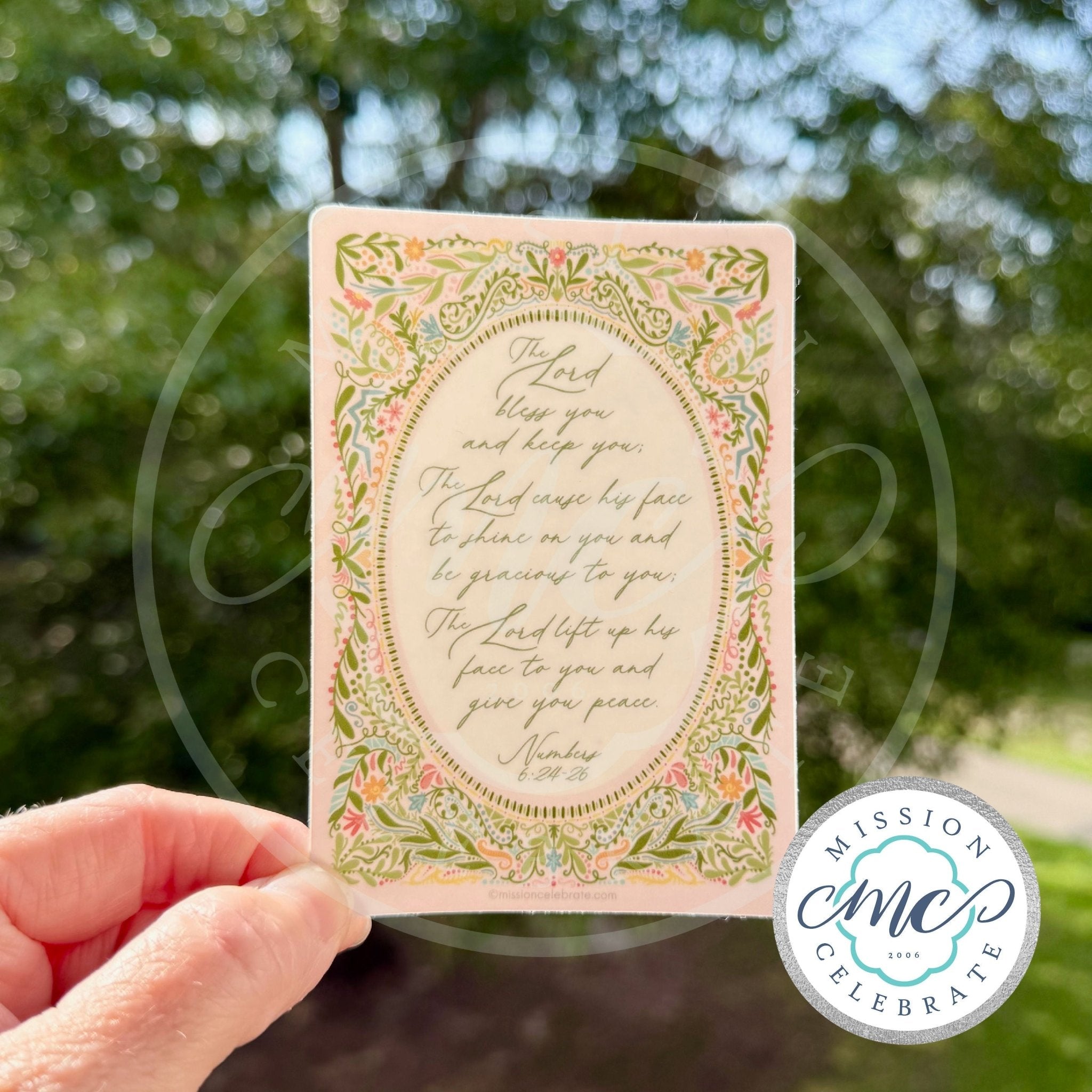 The Lord Bless You and Keep You The Lord Cause His Face to Shine On You and Be Gracious To You Numbers 6:24-26 Art (Updated) Decal (Interior / Exterior Use)