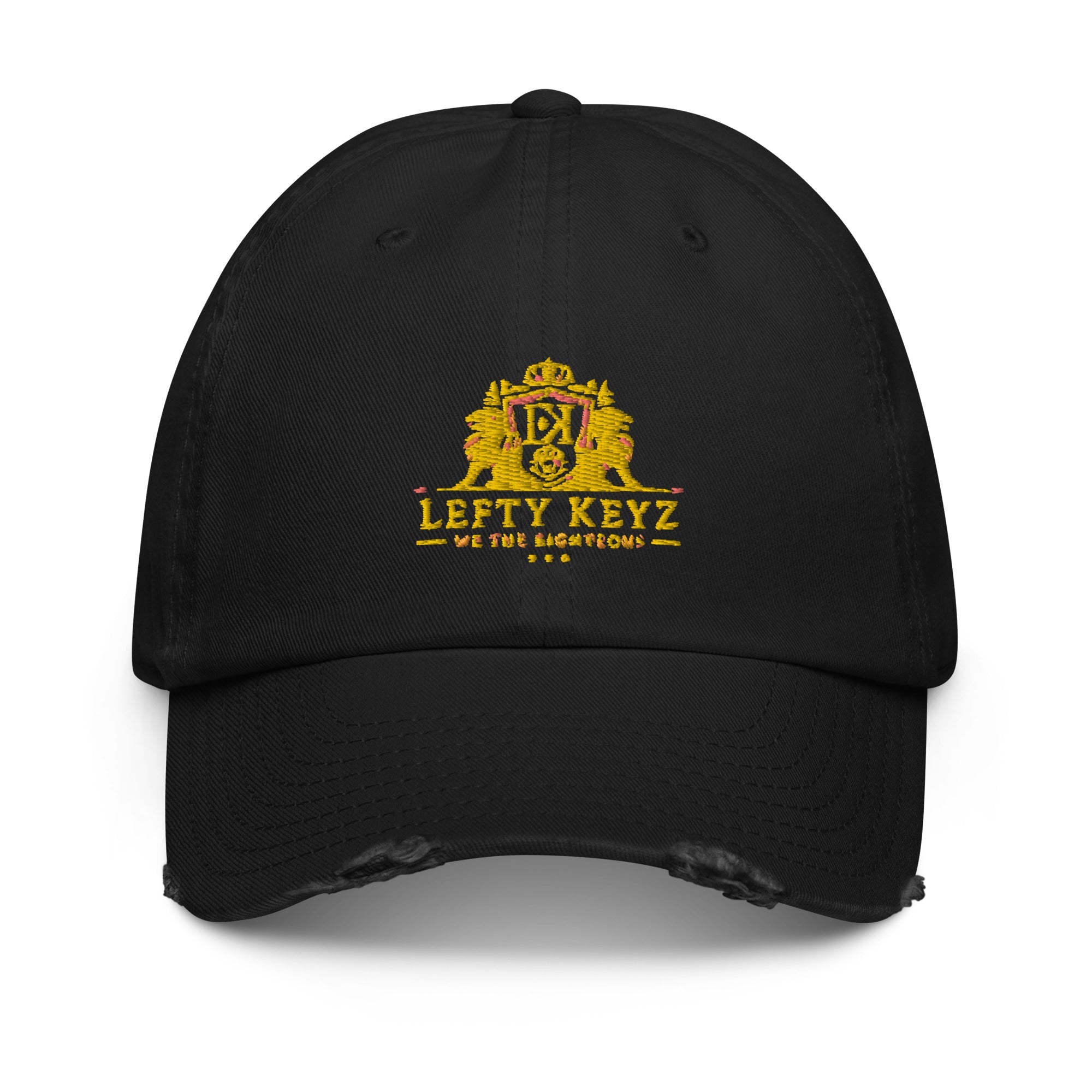 Black Distressed Dad Hat - LEFTYKEYZ Edition - Vintage Style Cap, Adjustable Baseball Cap, Fashionable Headwear