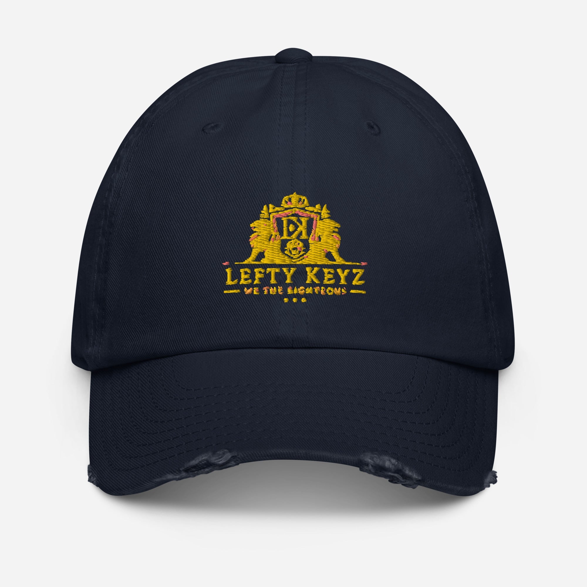 Distressed Dad Hat - Lefty Keyz Edition Navy Blue Cap with Embroidered Logo | Main Street Collective