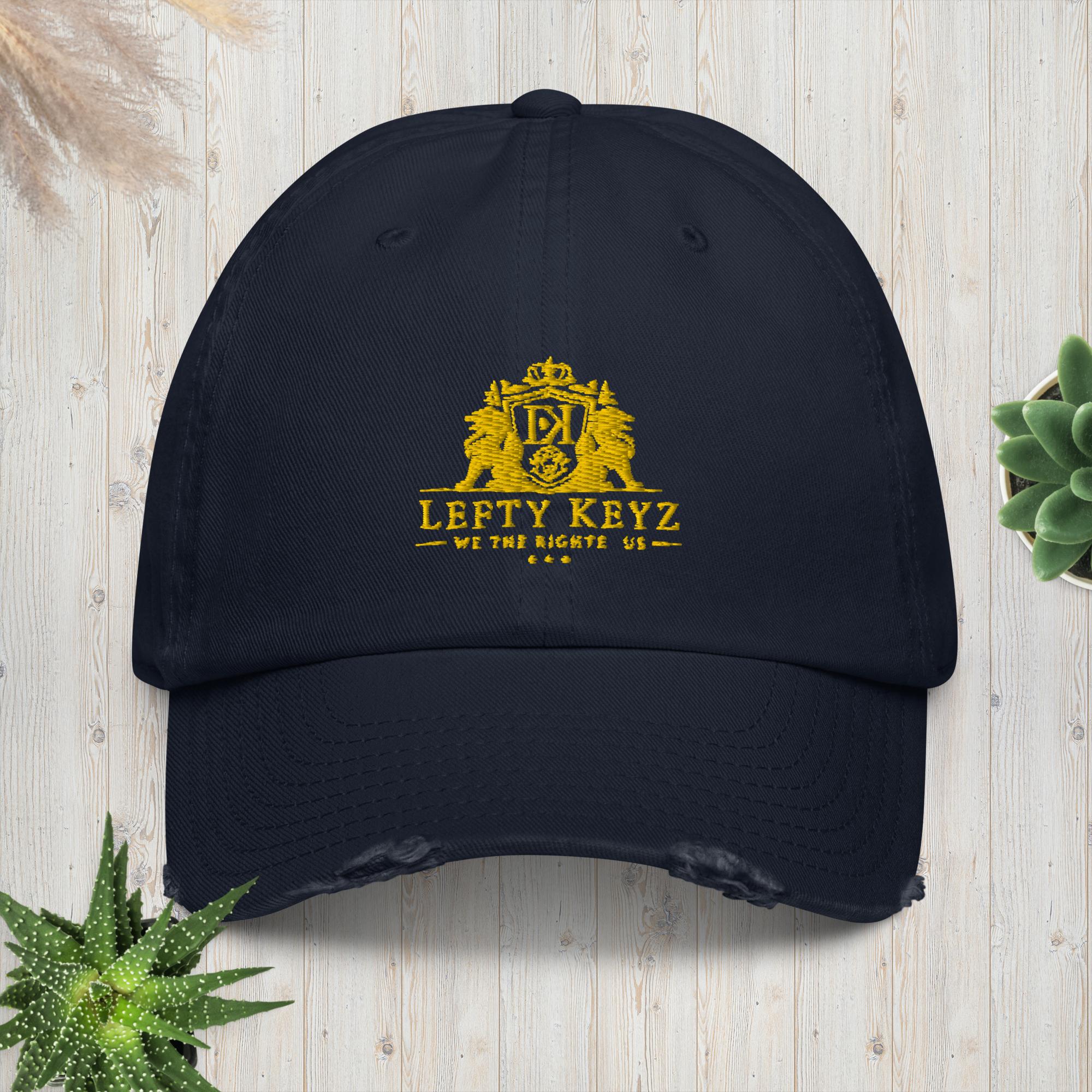 LEFTY KEYZ Distressed Dad Hat | Main Street Collective Navy Blue Cap