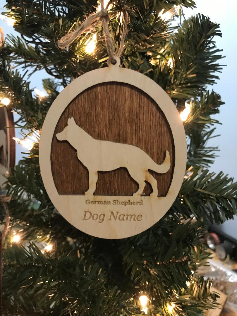 Personalized German Shepherd Christmas Ornament - Custom Dog Breed Wooden Ornament with Name - Unique Holiday Gift