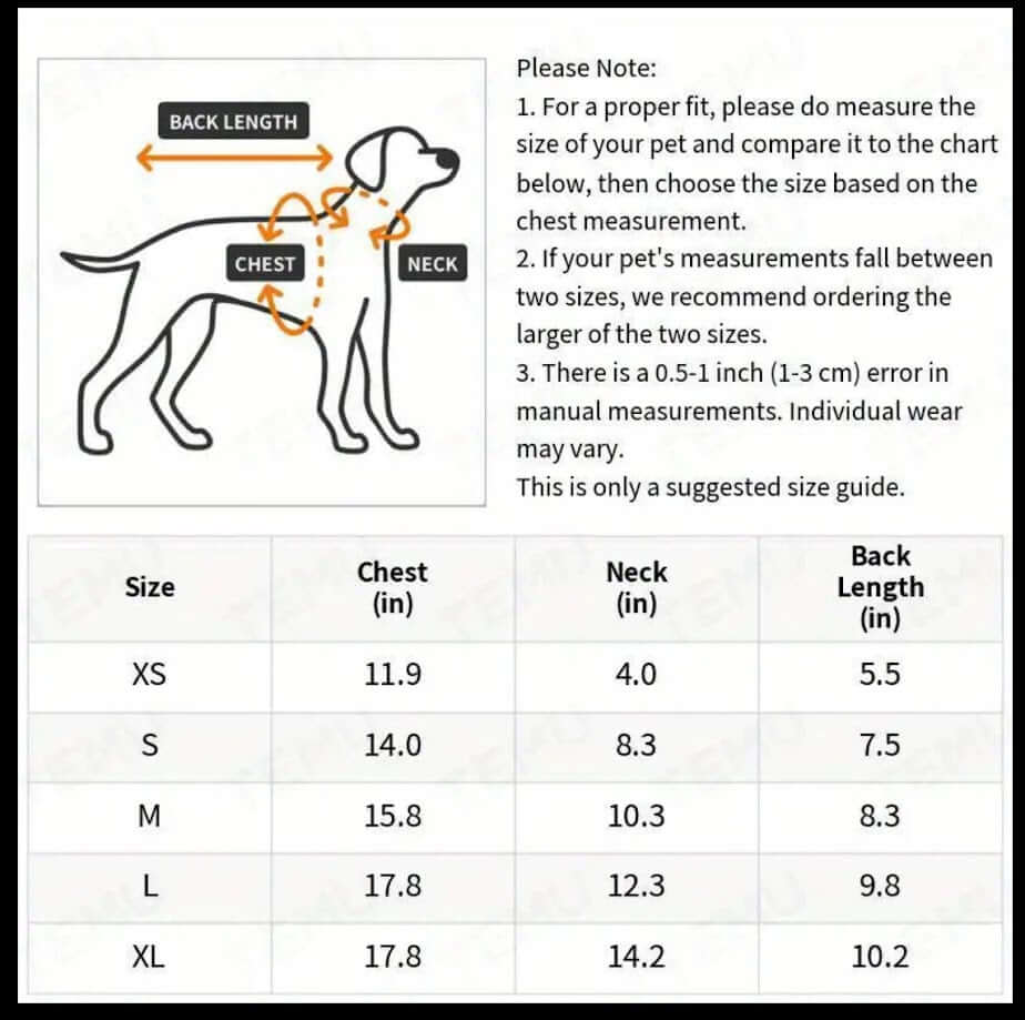 Dog Harness Size Chart: Measuring Guide | Coastal Couture at Main Street Collective Mississippi Handmade Gifts