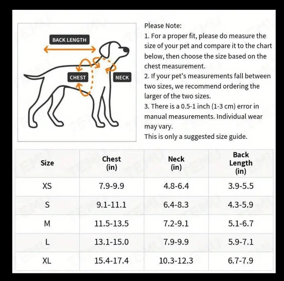 Coastal Couture Dog Size Chart: Measure Your Pet for the Perfect Wedding Dress Fit!