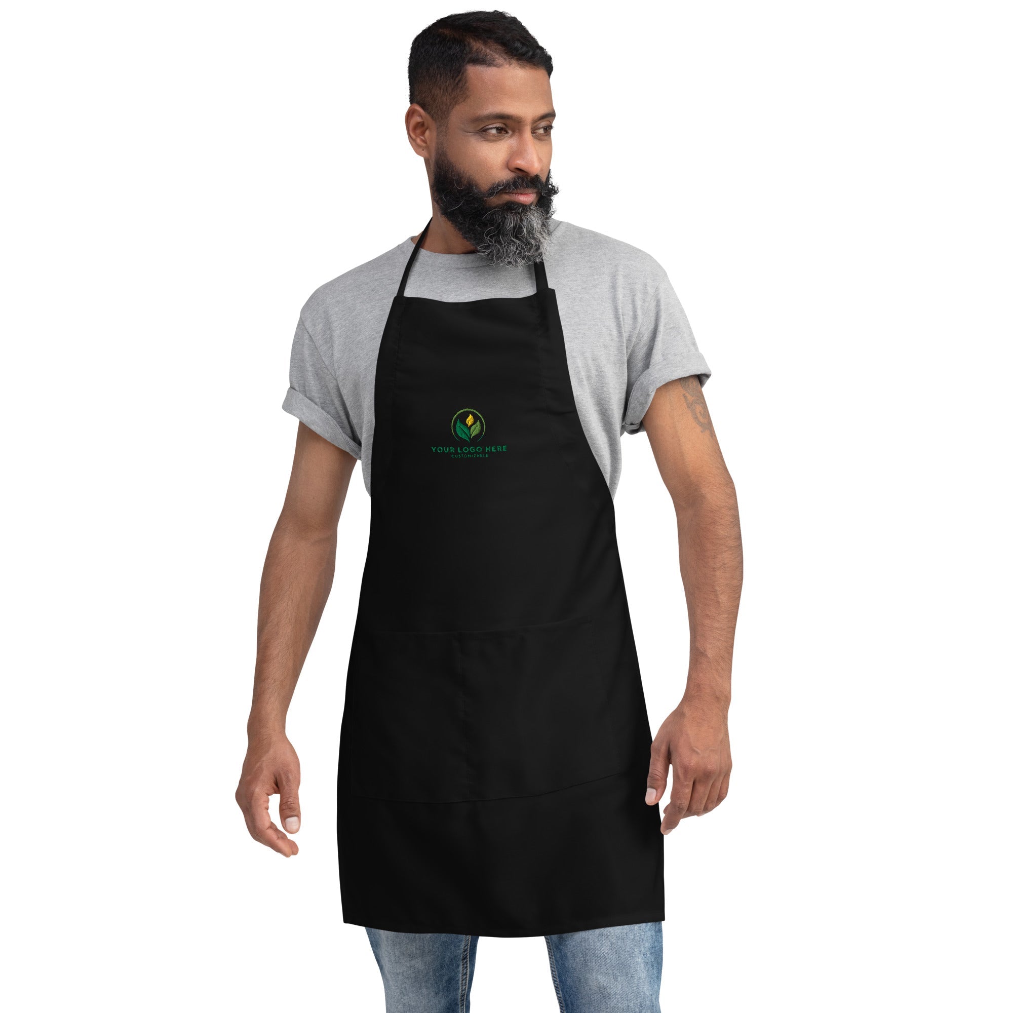 Customizable Embroidered Black Apron with Logo | Workwear by Main Street Collective