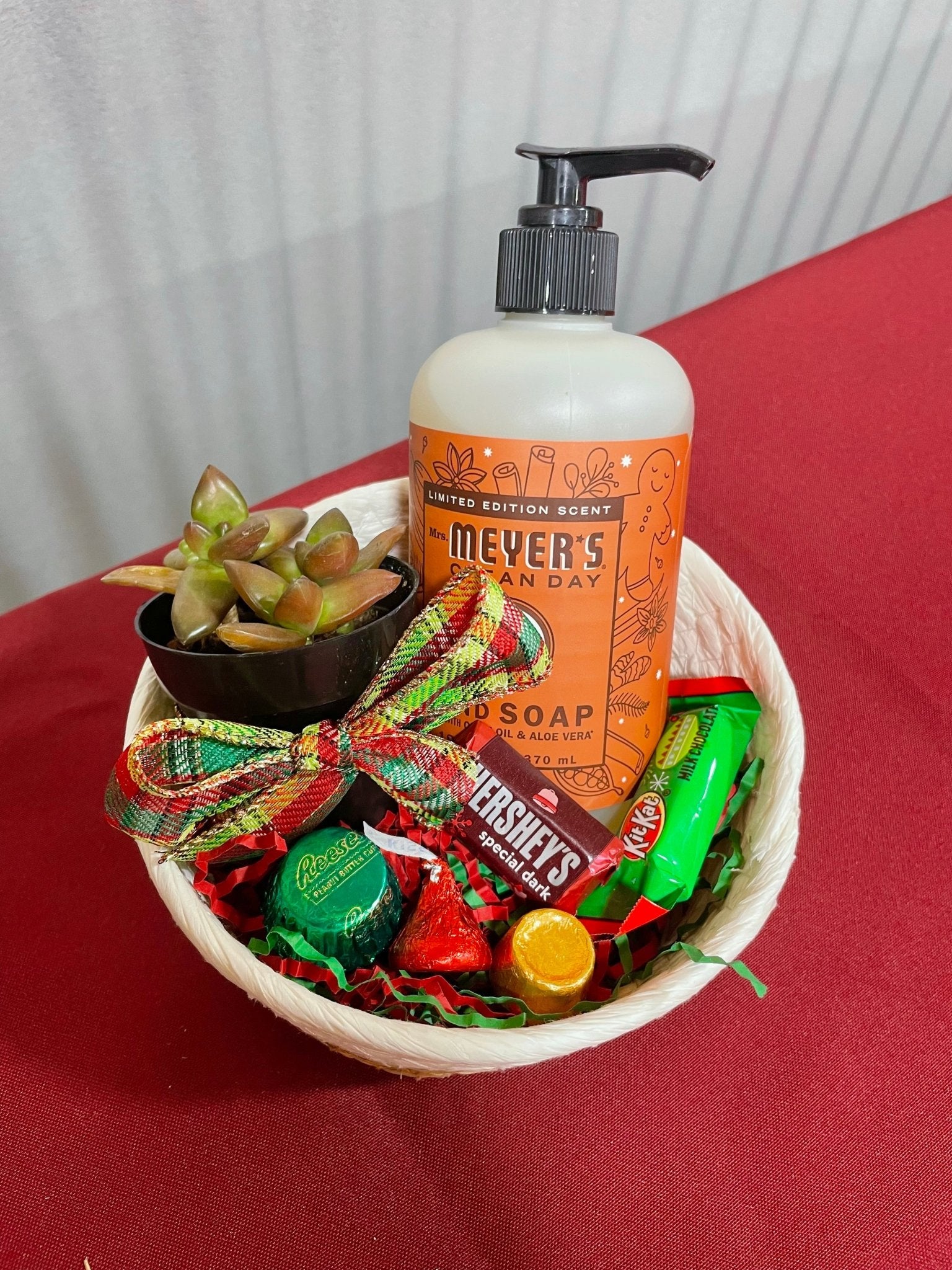 Merry Basket: Mrs. Meyer's Gingerbread Soap, Succulent, & Holiday Candy Gift Set