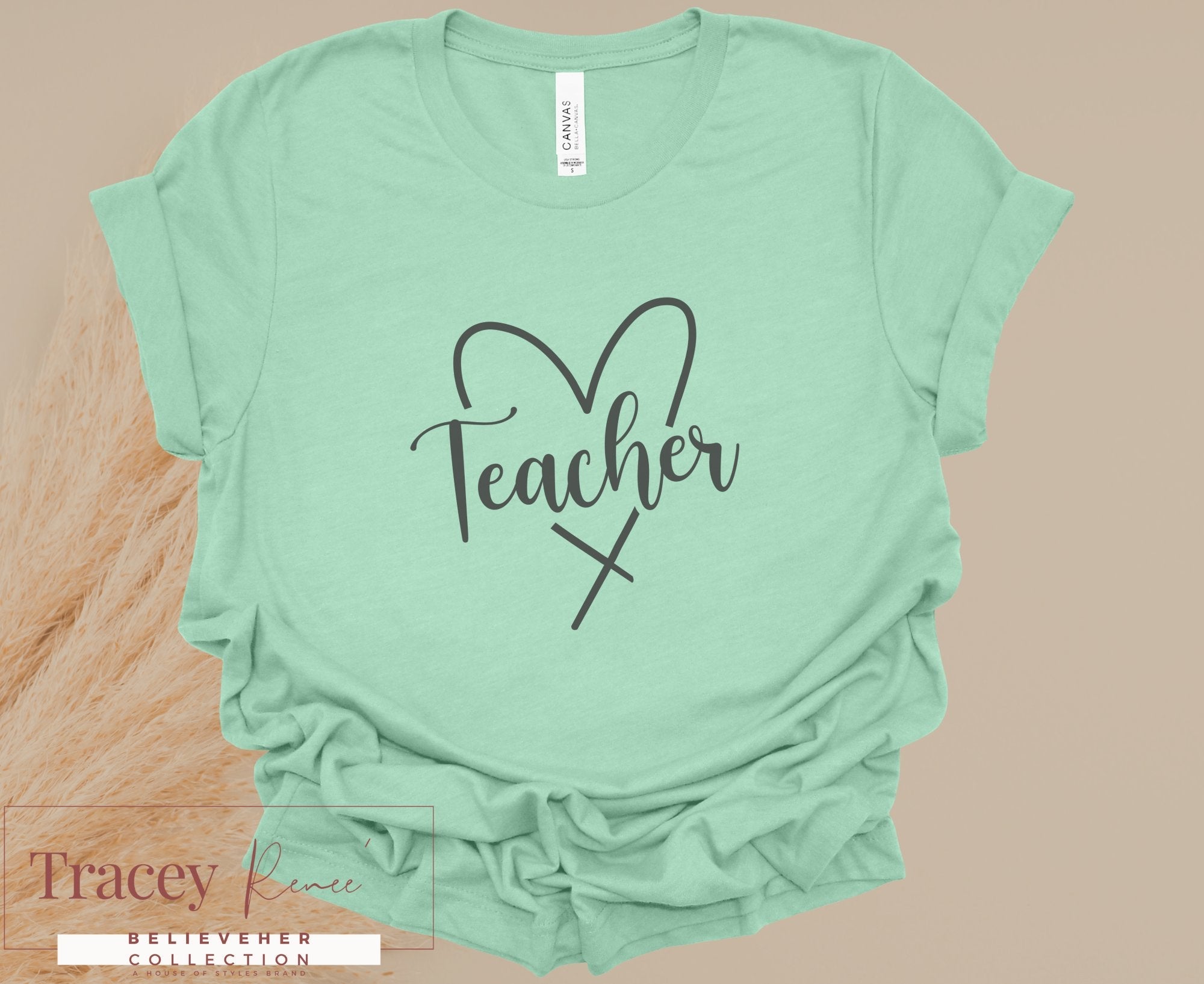 Mint Green Teacher Heart T-shirt | Main Street Collective, Education Apparel, Gift for Teachers, Spring Collection