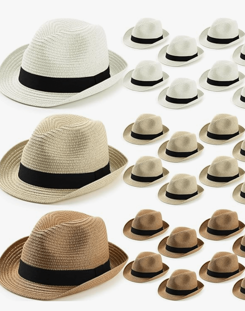 Fedora Straw Hats: Panama Style Summer Hats in Beige, Natural & Toasted