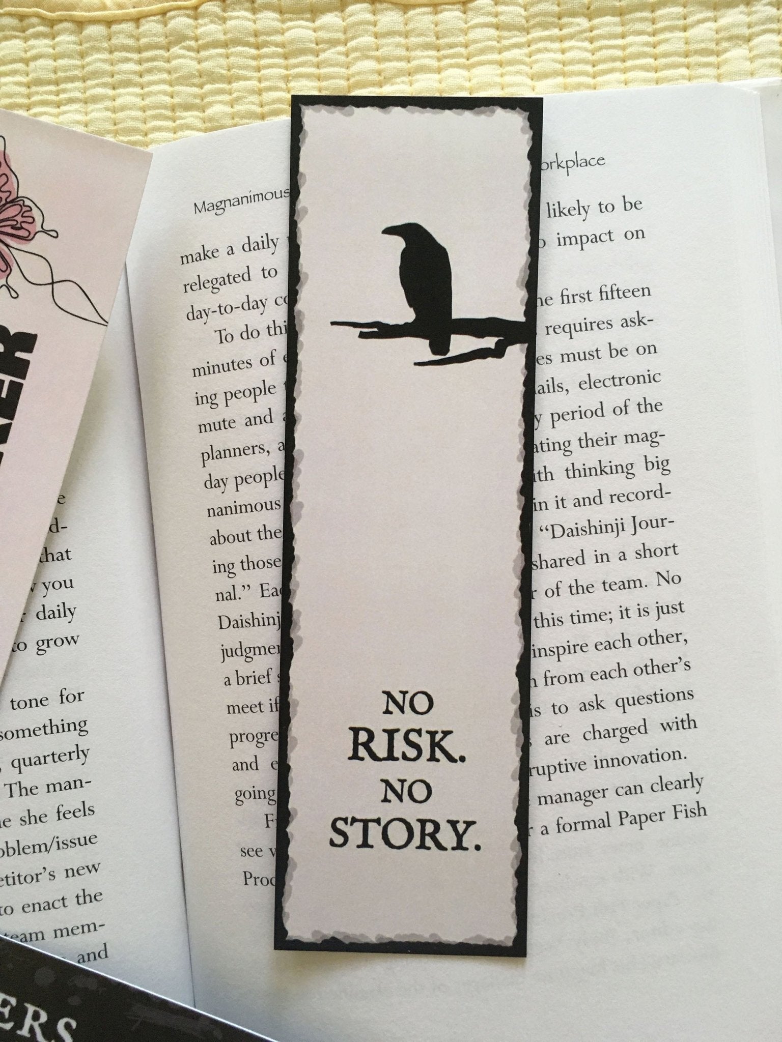 “No Risk. No Story.” Raven Inspirational Bookmark