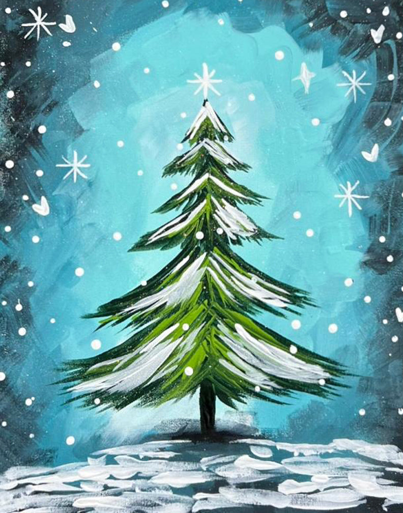 Paint Night at Sunkist Country Club: Christmas Tree Painting, Art Event December 4th
