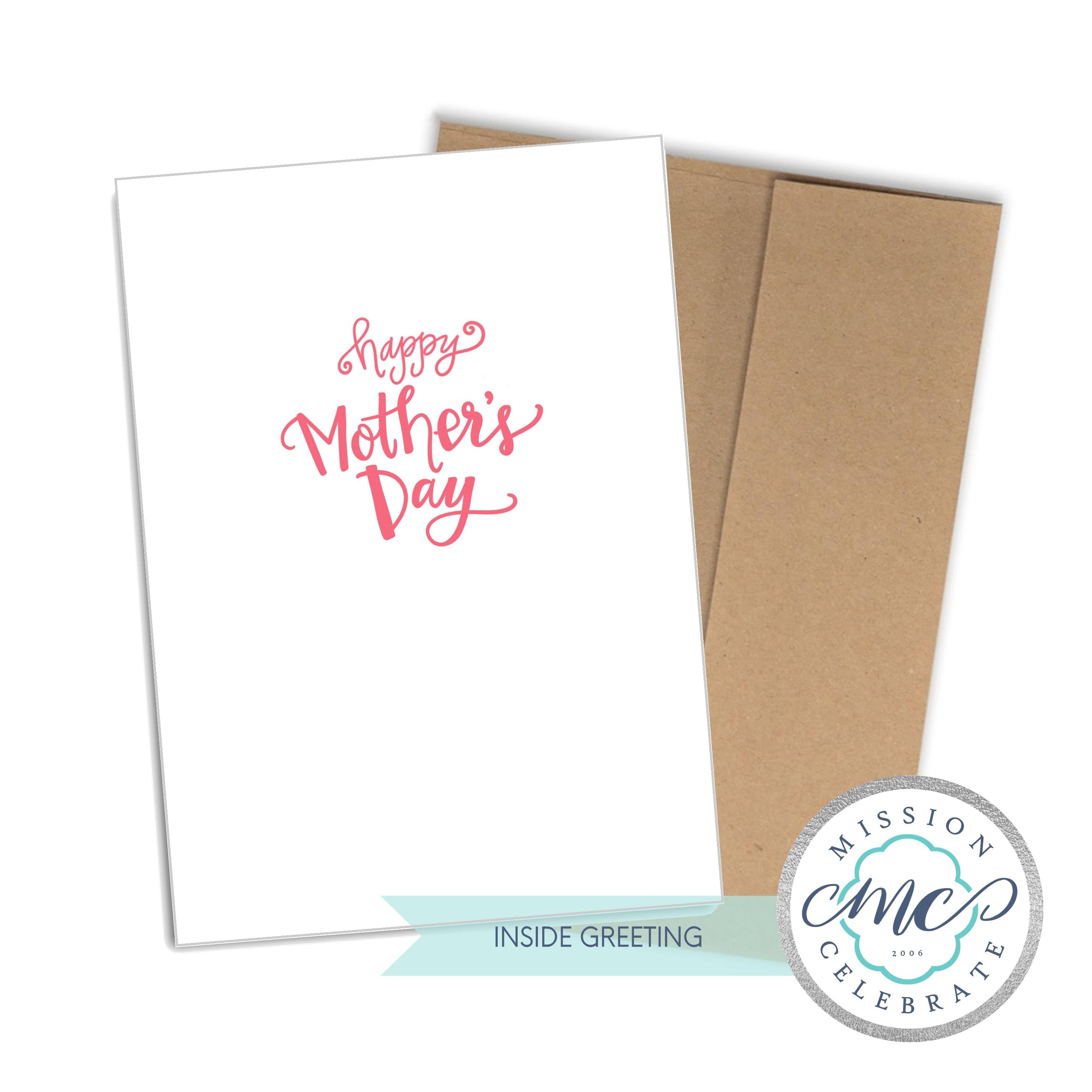 Happy Mother's Day MOM Hand Drawn Art Greeting Cards (A7 Size 5"x7" folded note note card with envelope)