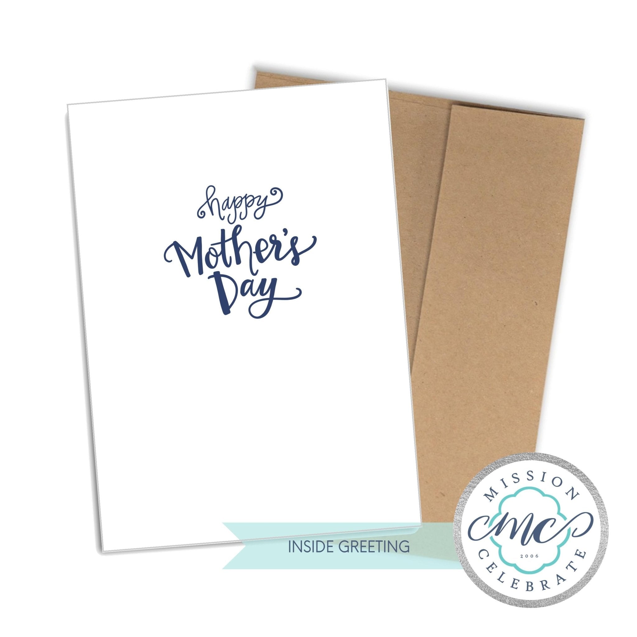 Happy Mother's Day card with envelope, hand-drawn art by Leslie Gonce at Main Street Collective.