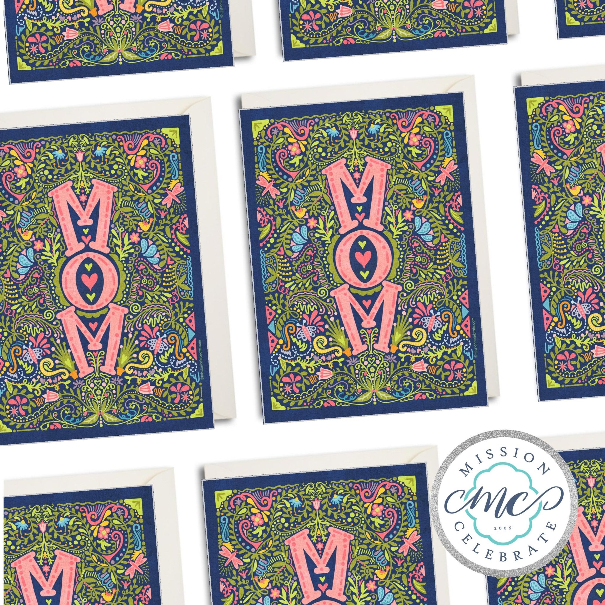 Mother's Day Card: Hand-Drawn Floral MOM Art by Main Street Collective