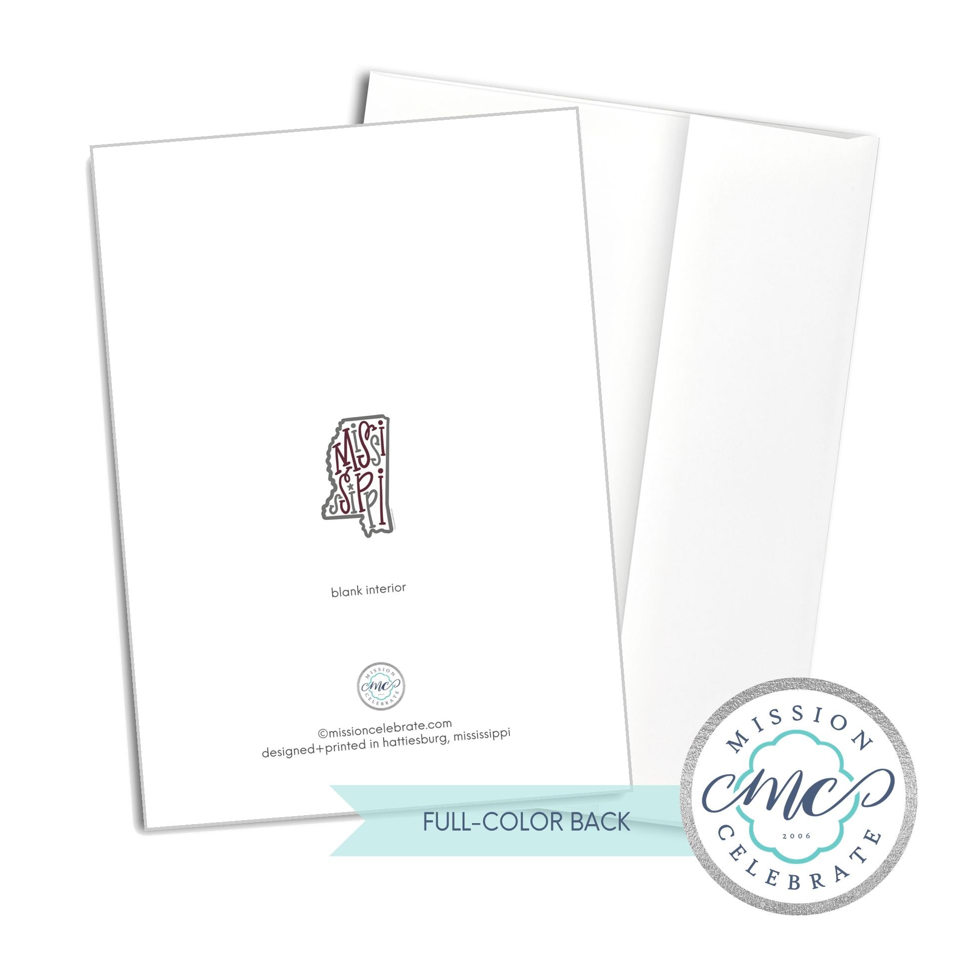 Mississippi Bouncy Letters Handlettered Original Art Greeting Cards (maroon & gray) (A7 Size 5"x7" folded note note card with envelope) (Copy)