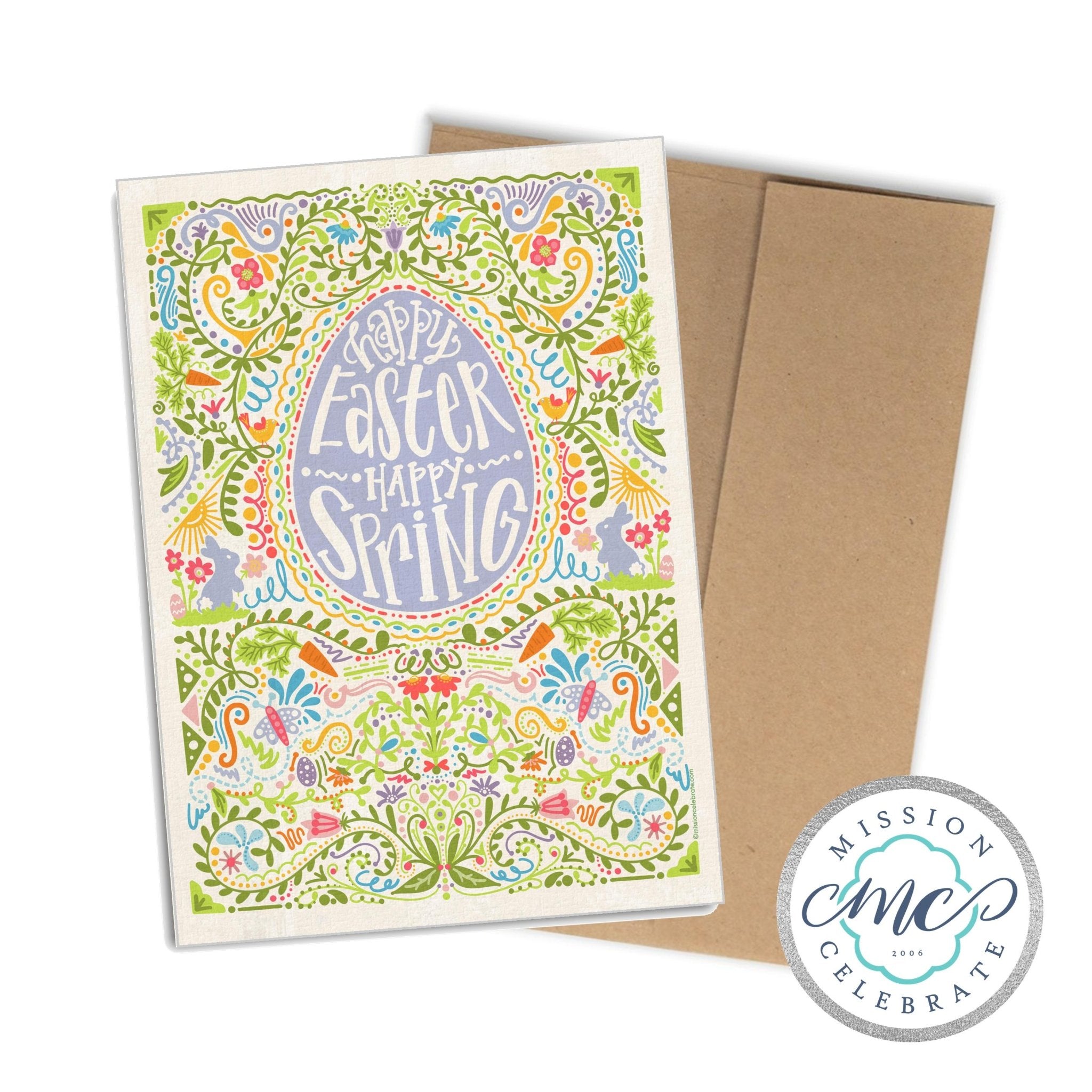Happy Easter Happy Spring Greeting Cards (A7 Size 5"x7" folded note note card with envelope)